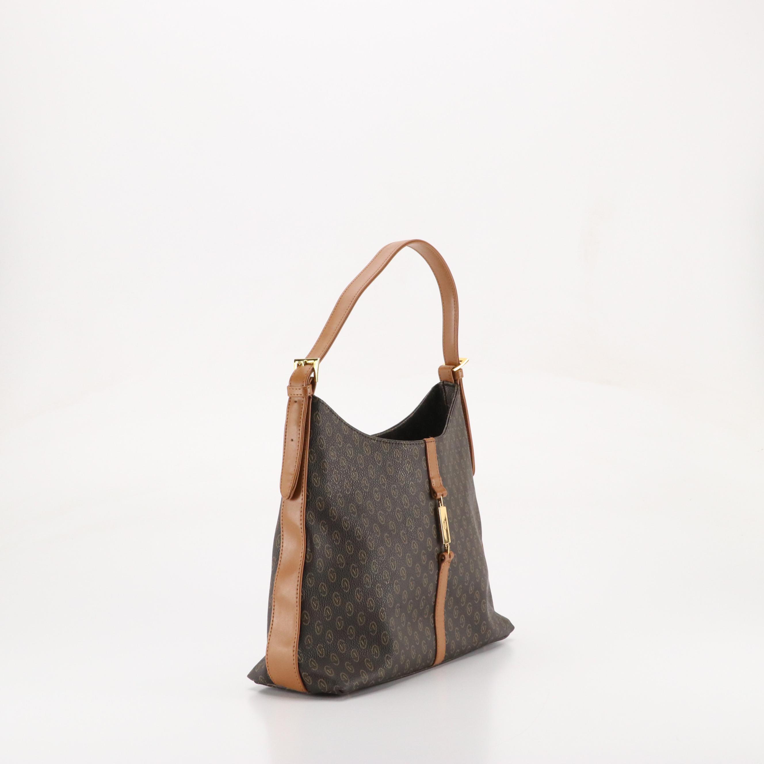 Gianni Valentino Shoulder Bag in Dark Brown Monogram Canvas and Leather Trim