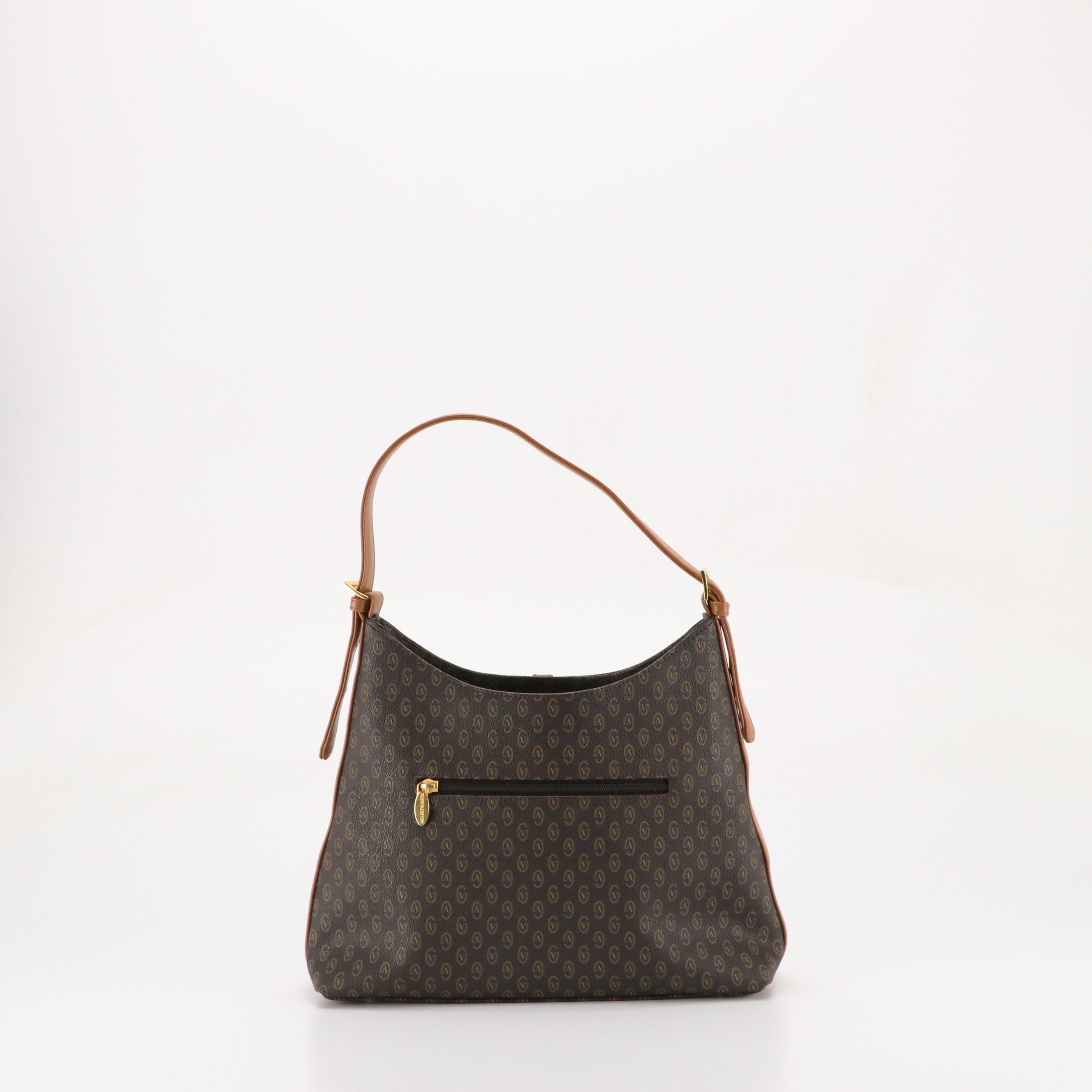 Gianni Valentino Shoulder Bag in Dark Brown Monogram Canvas and Leather Trim
