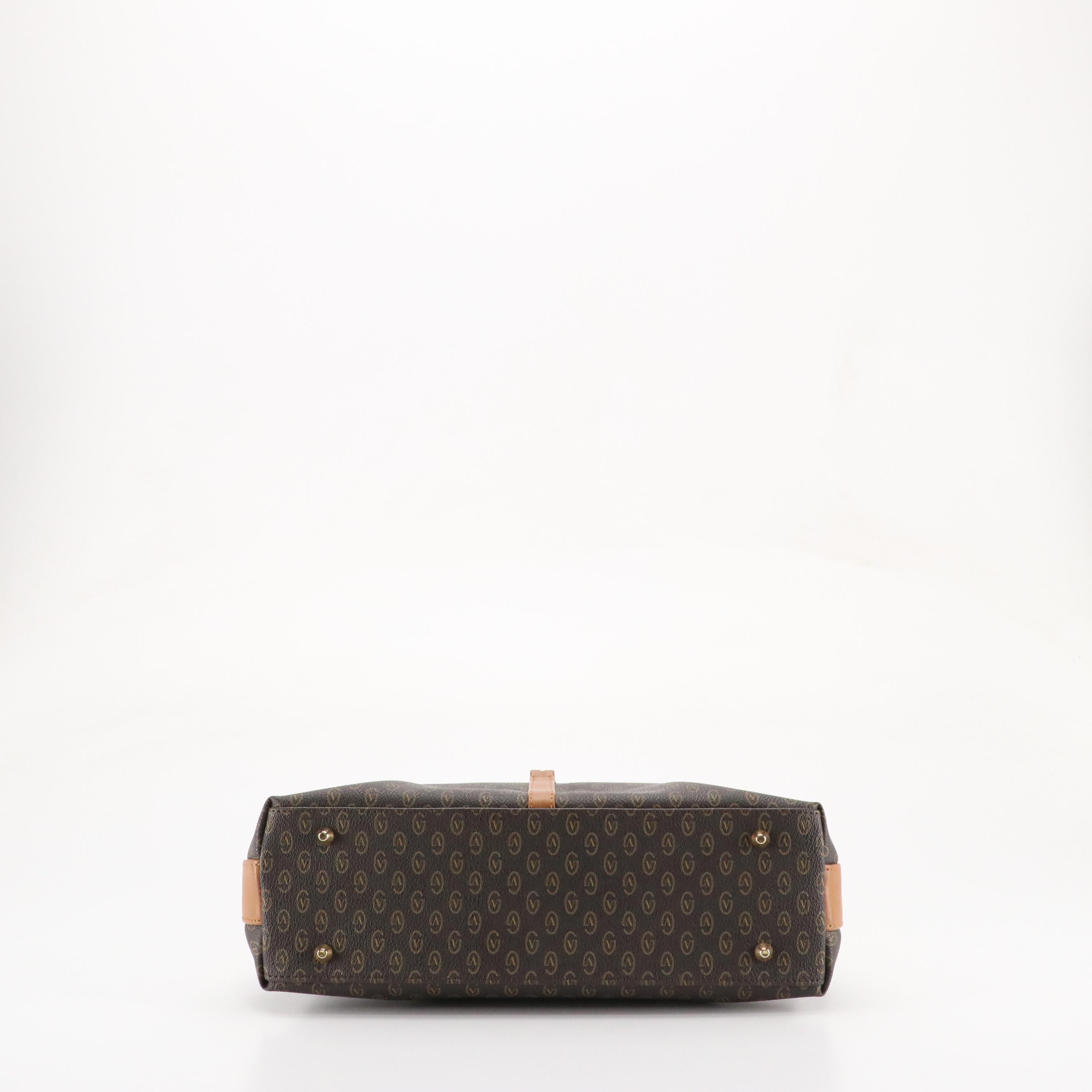 Gianni Valentino Shoulder Bag in Dark Brown Monogram Canvas and Leather Trim