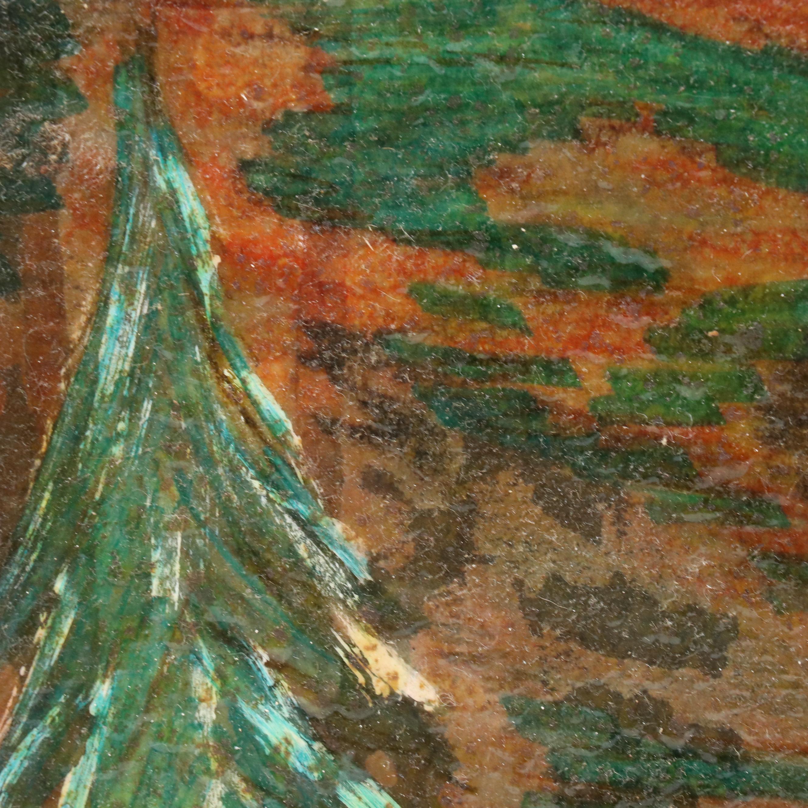 Mixed Media Painting of Wilderness Scene With Deer, Circa 1940