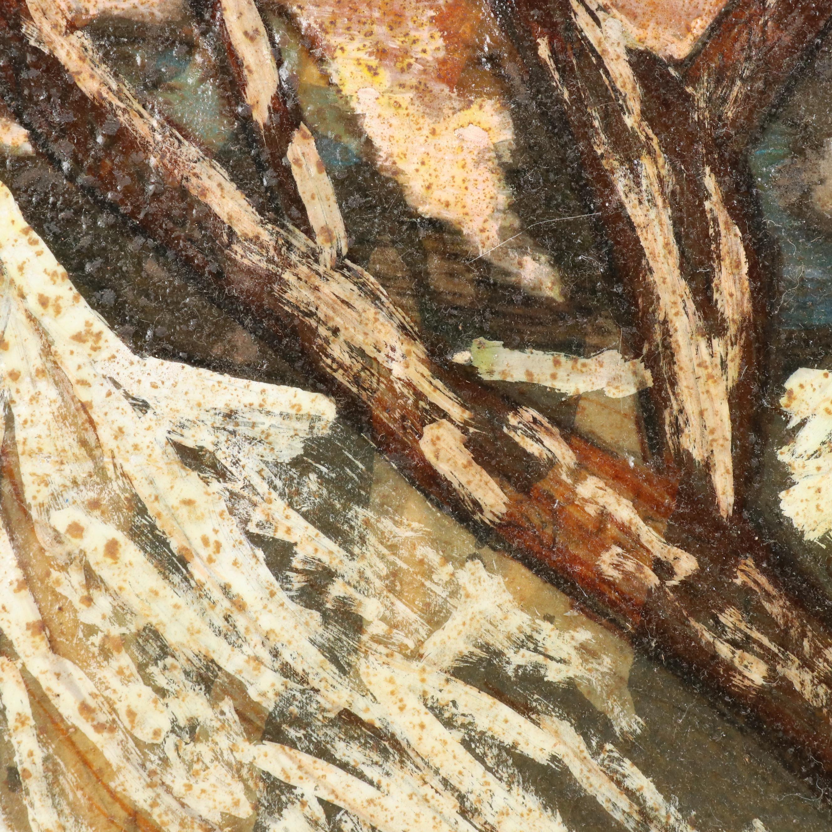 Mixed Media Painting of Wilderness Scene With Deer, Circa 1940