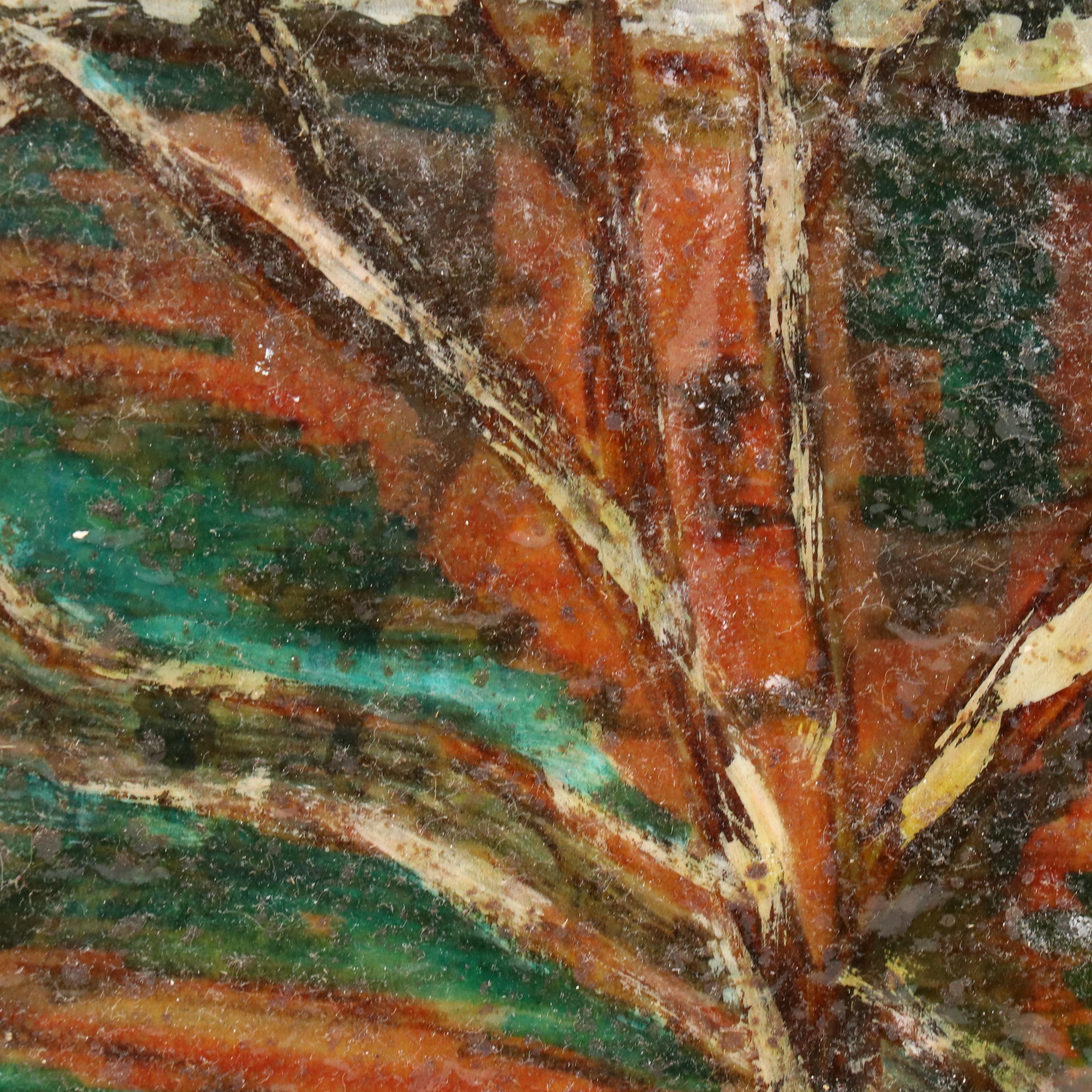 Mixed Media Painting of Wilderness Scene With Deer, Circa 1940