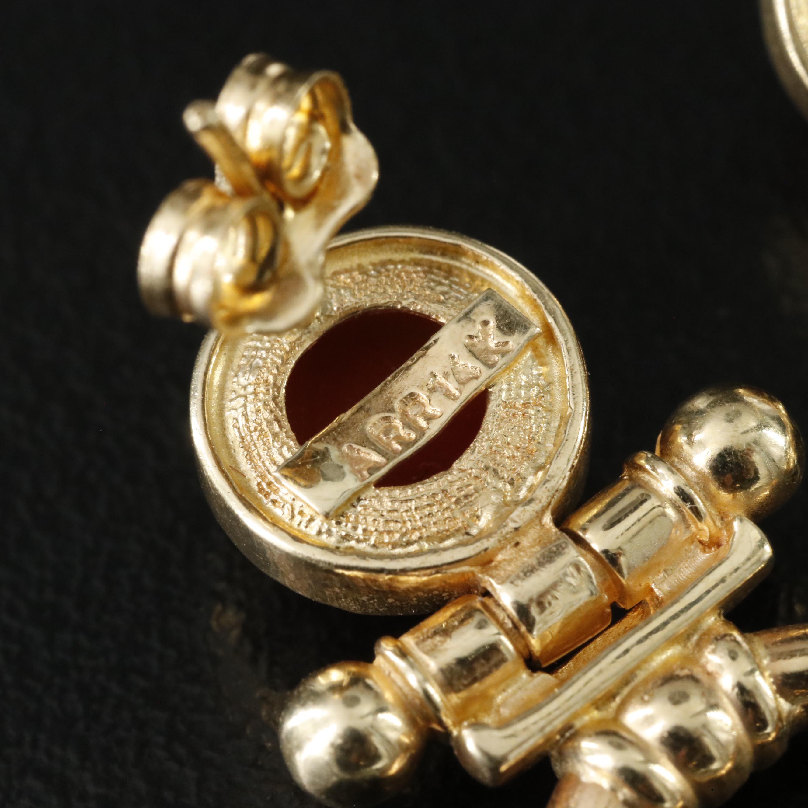 14K Carnelian Door Knocker Earrings