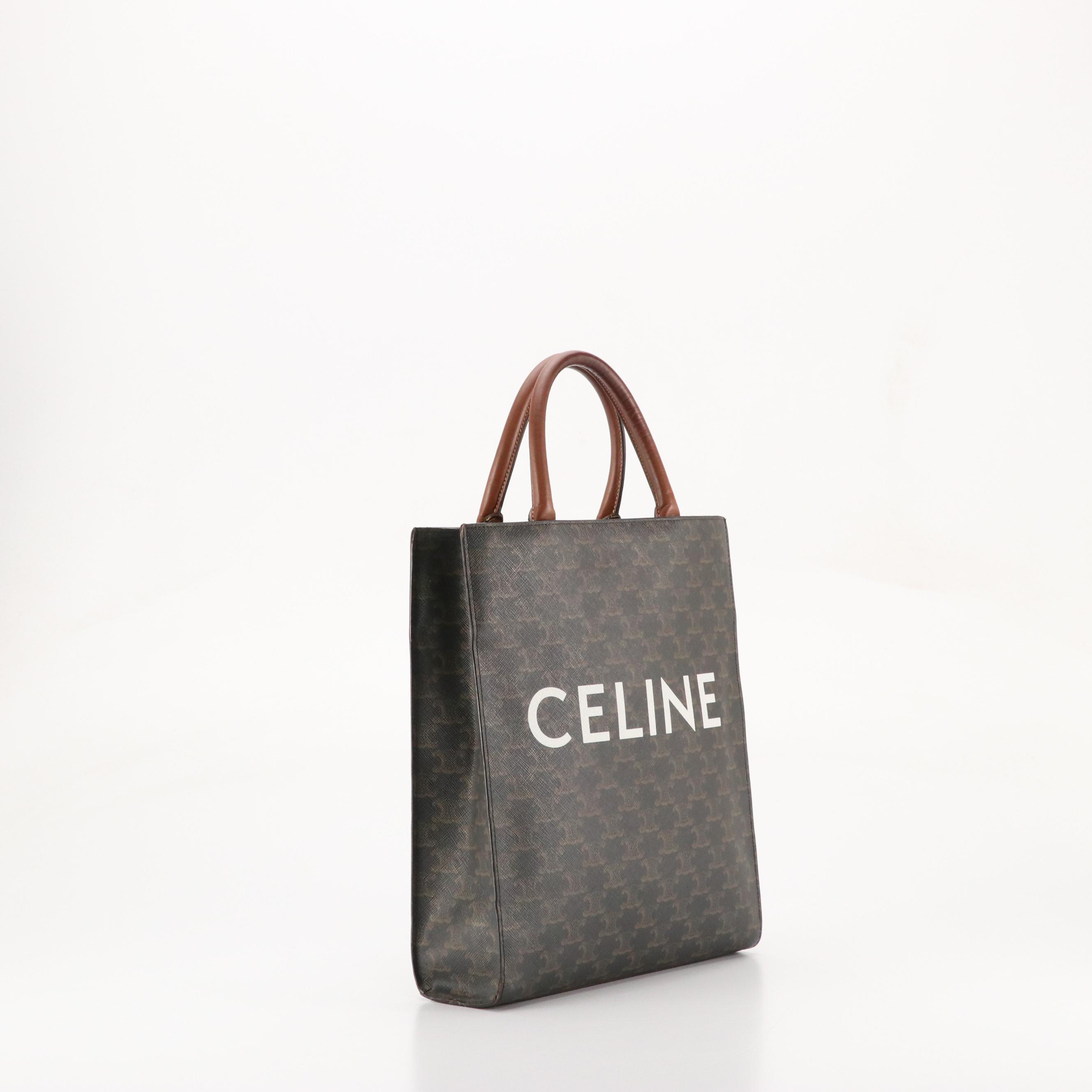 Celine Vertical Two-Way Tote in Jumbo Triomphe Canvas and Leather
