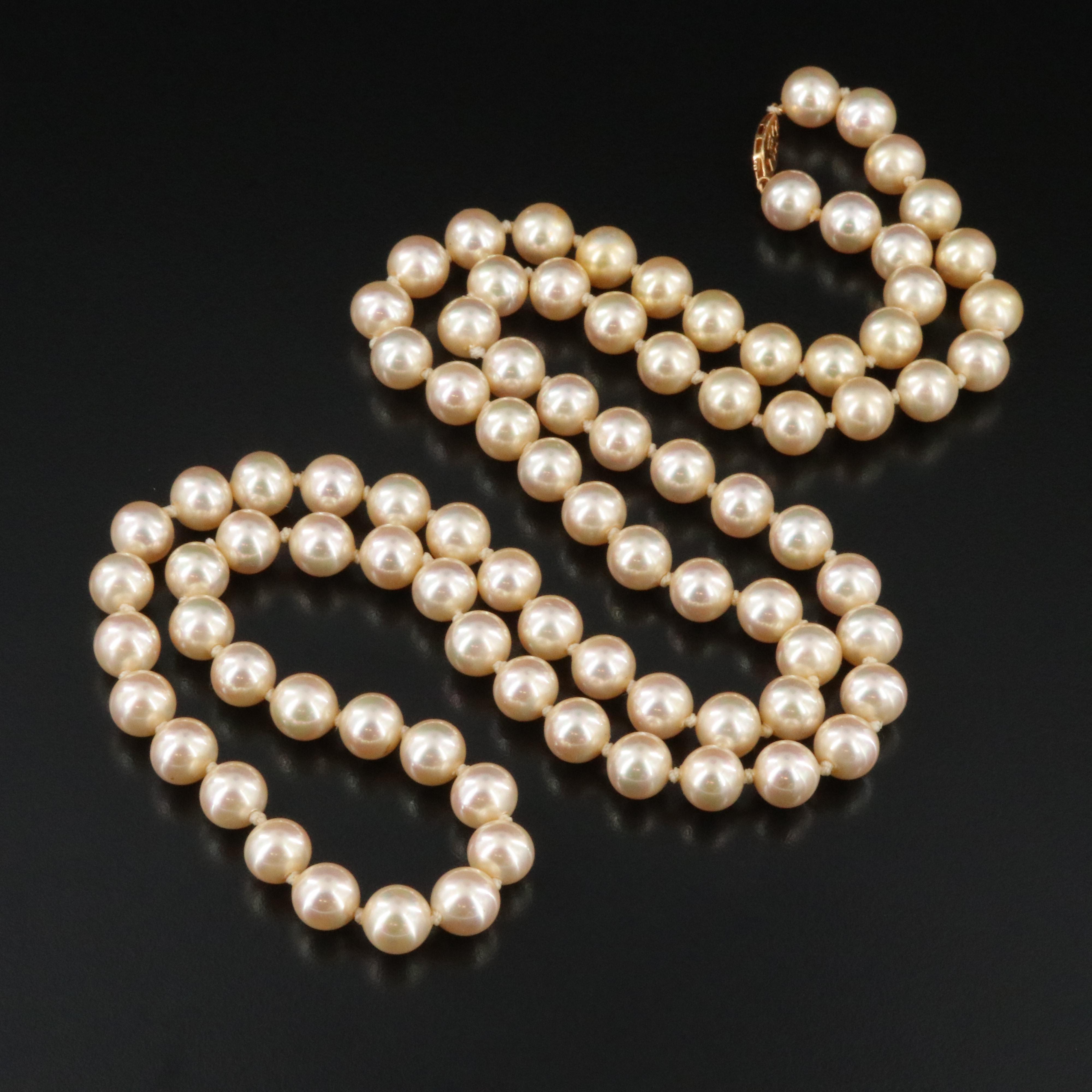 Vintage Faux Pearl Necklace with 14K Clasp