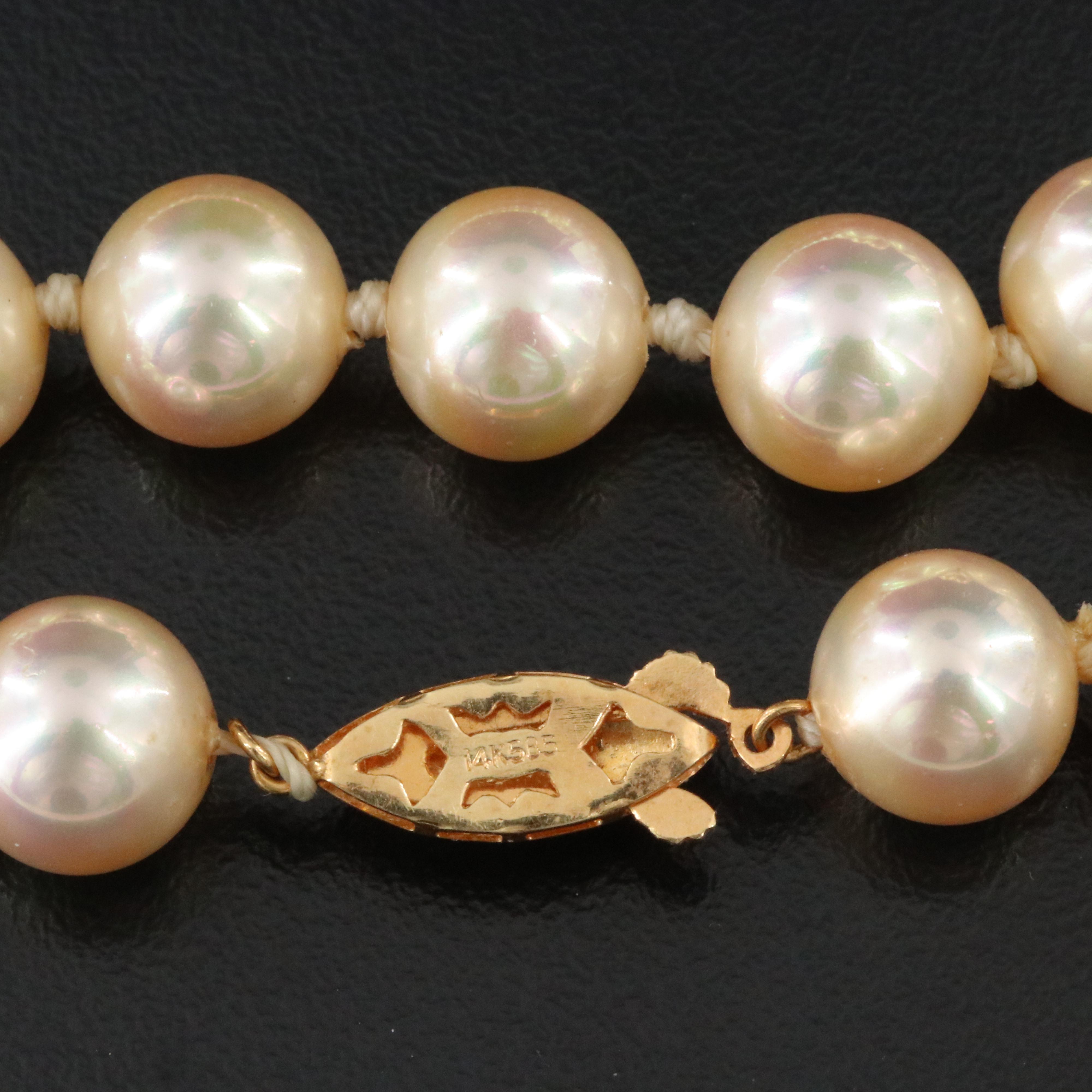 Vintage Faux Pearl Necklace with 14K Clasp