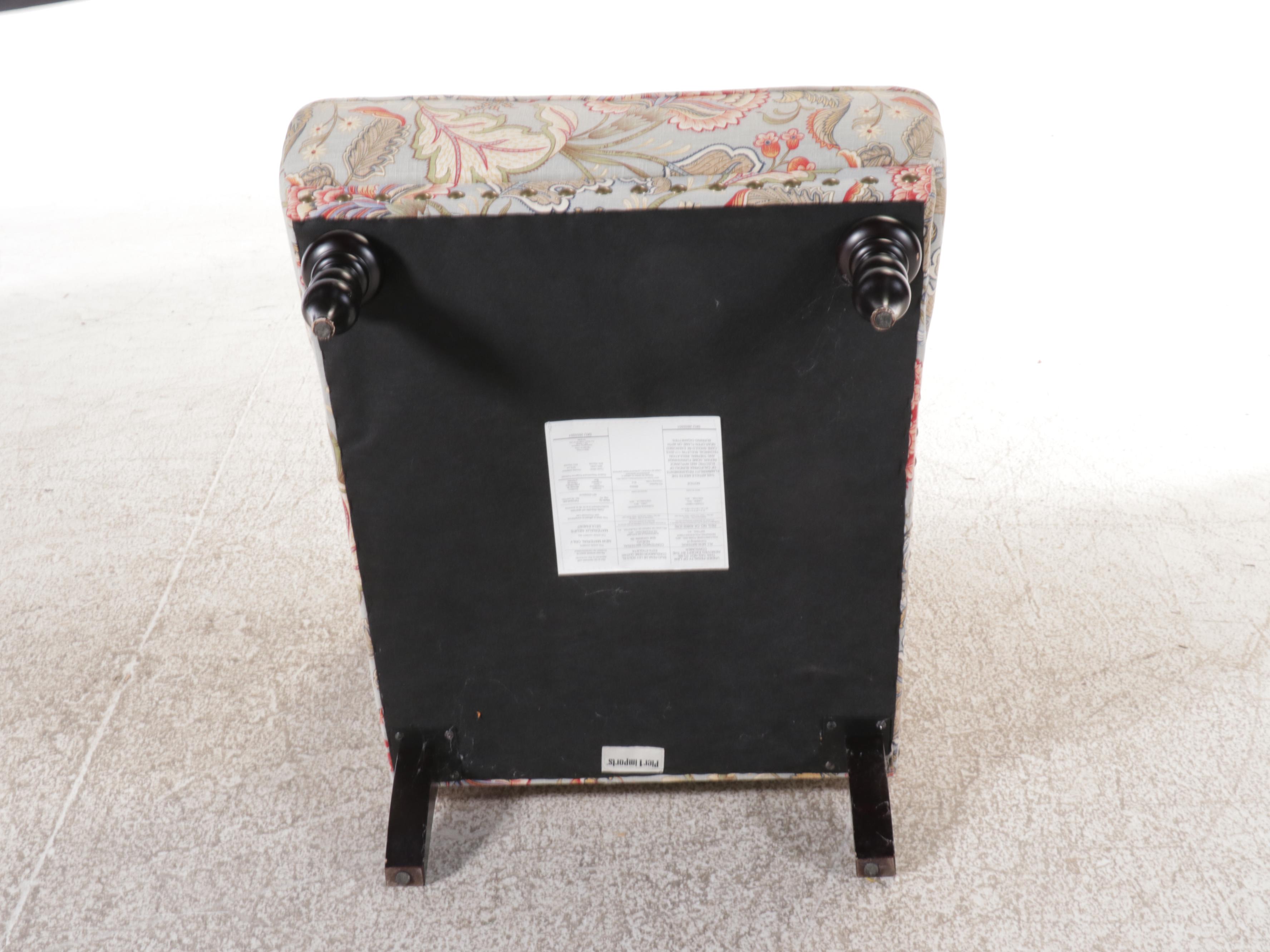 Pier 1 Contemporary Tufted Floral Upholstered Armchair with Nailhead Trim