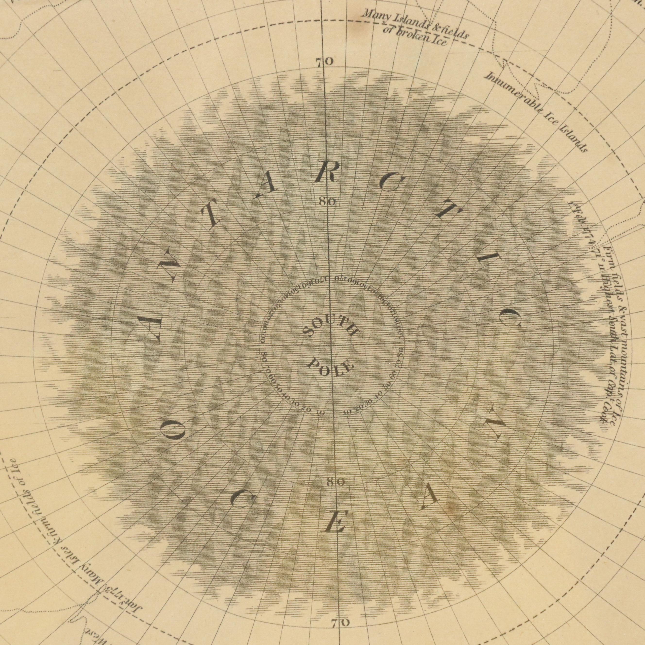 Hand-Colored Map Engraving "Southern Hemisphere," 1816