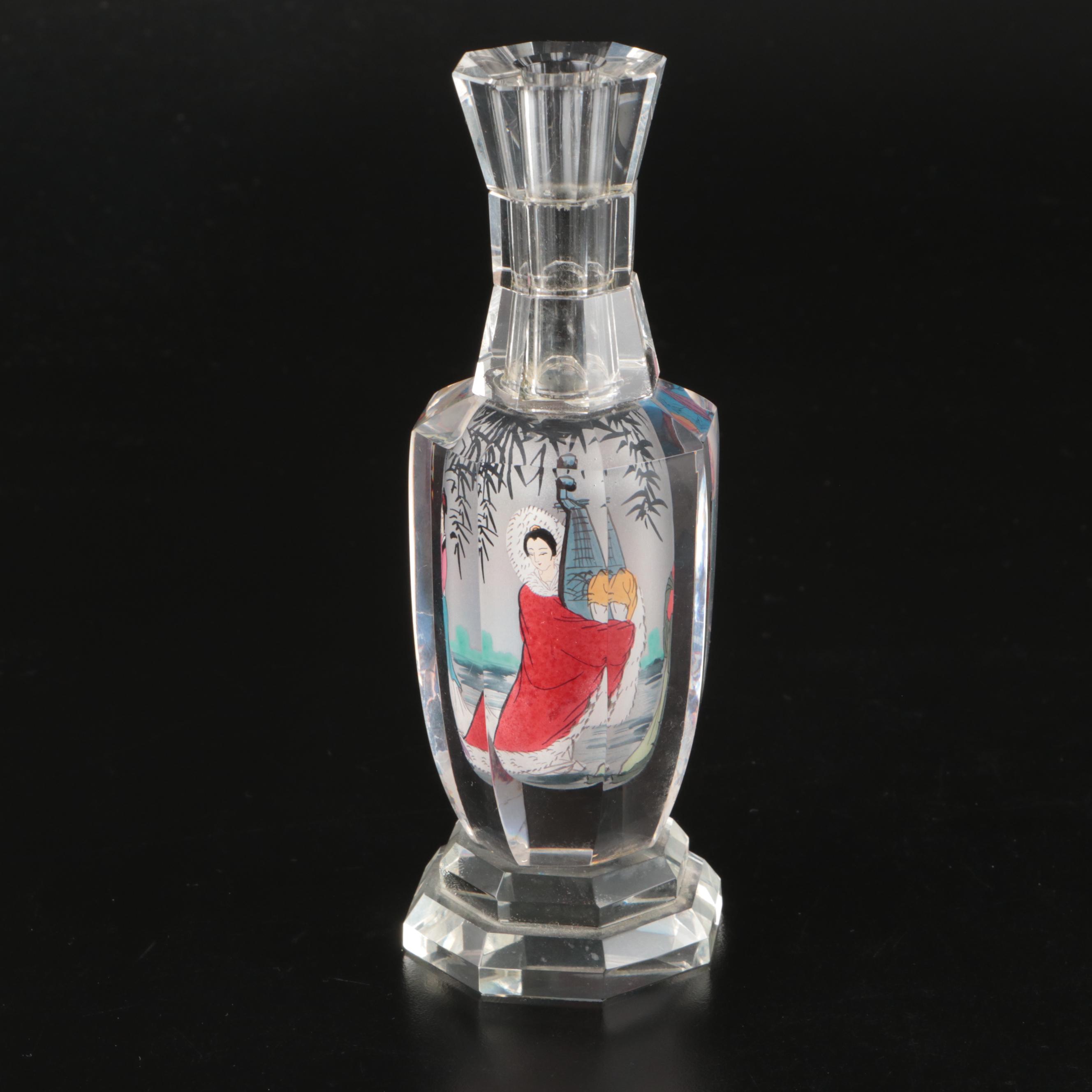 Chinese Glass Snuff Bottles and Crystal Bud Vase