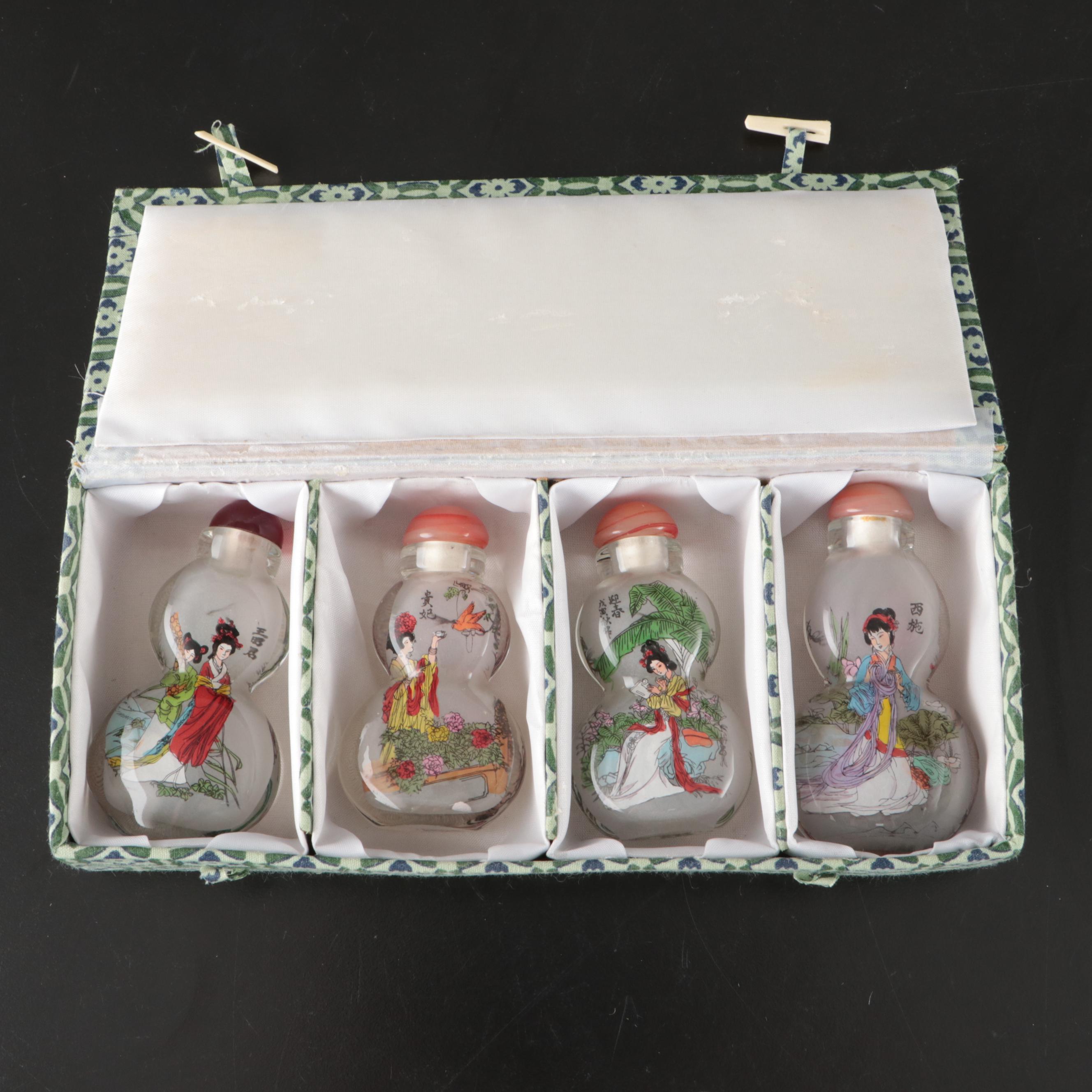 Chinese Glass Snuff Bottles and Crystal Bud Vase