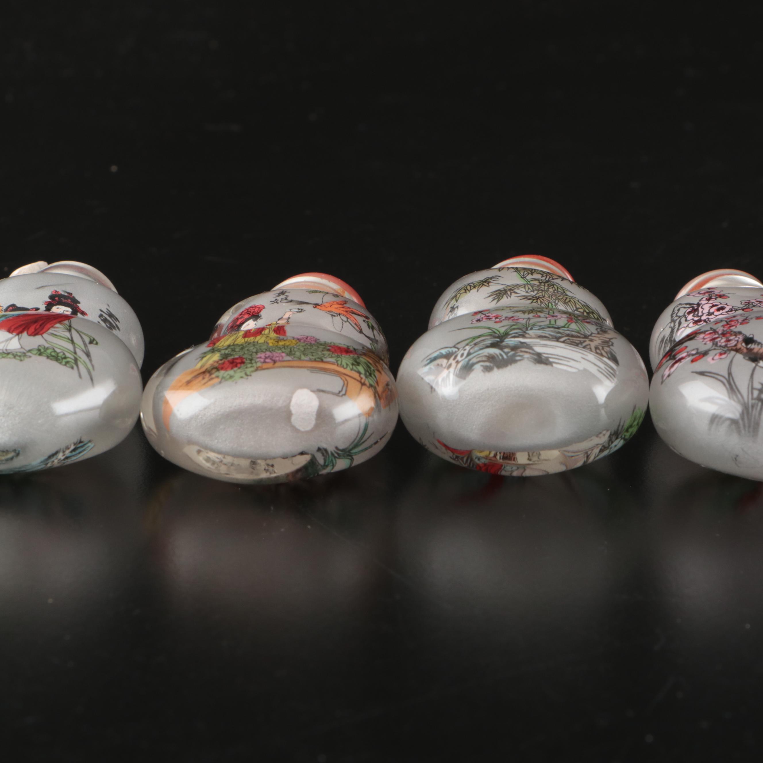 Chinese Glass Snuff Bottles and Crystal Bud Vase