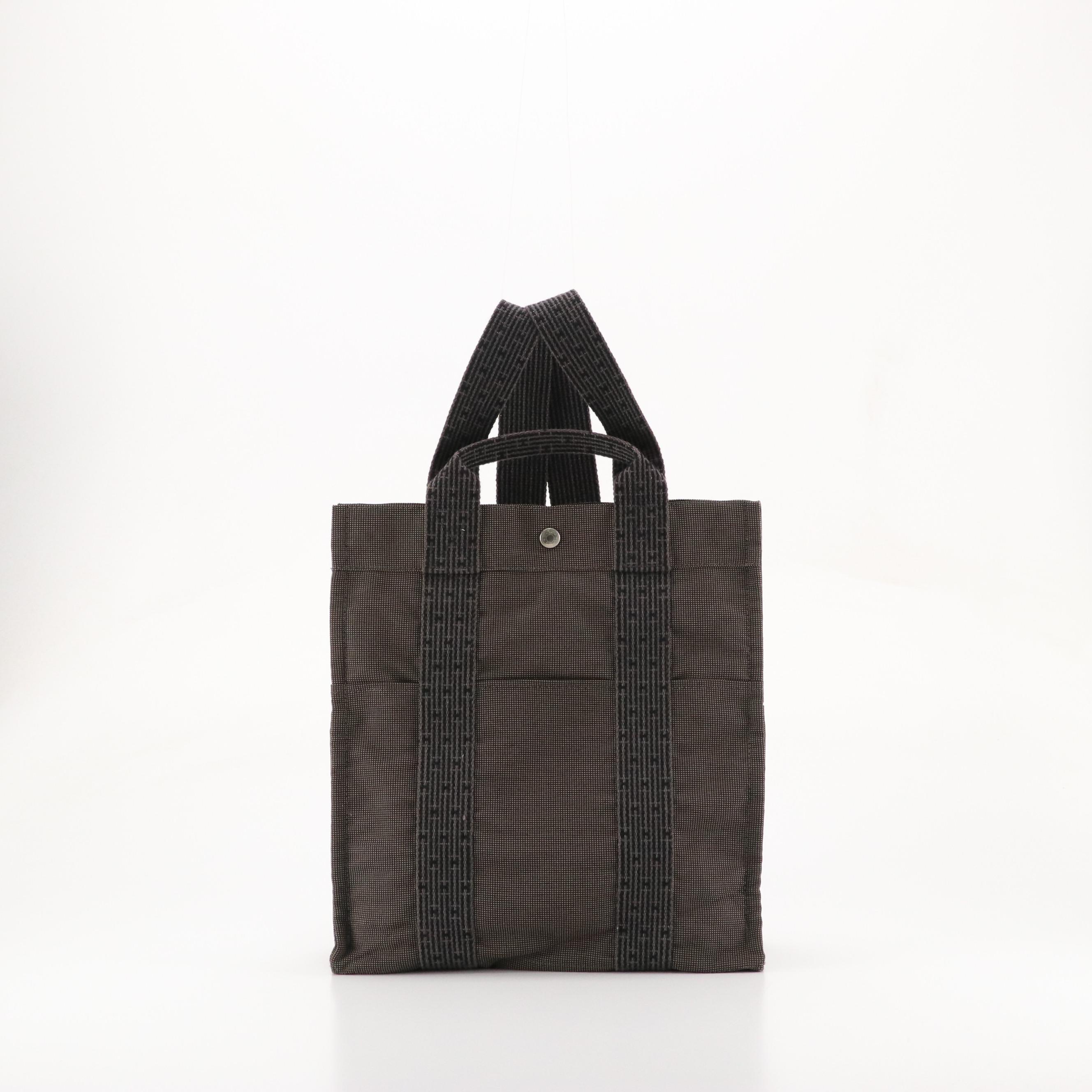 Hermès Toile Canvas Herline Backpack in Grey/Black