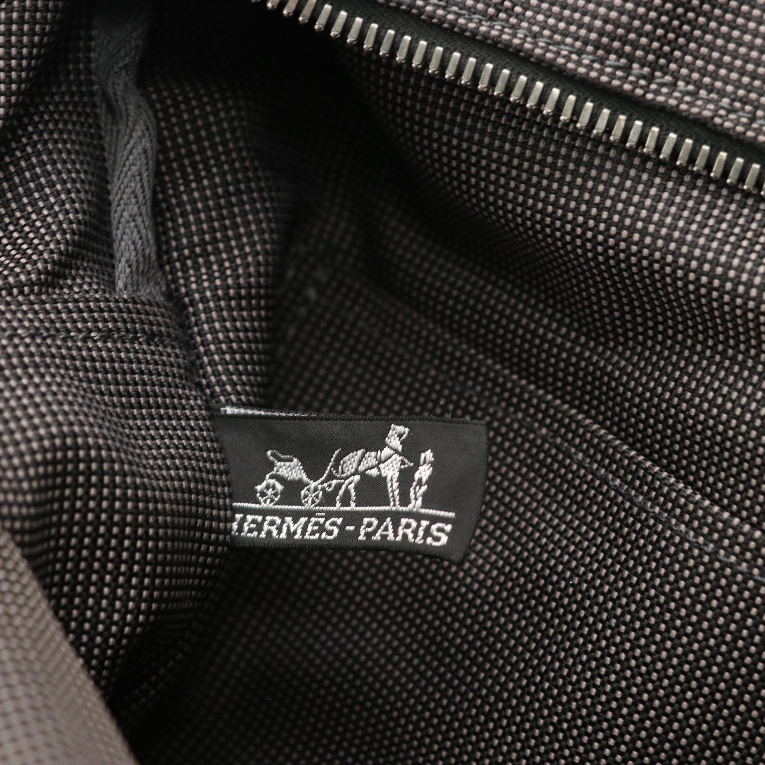 Hermès Toile Canvas Herline Backpack in Grey/Black