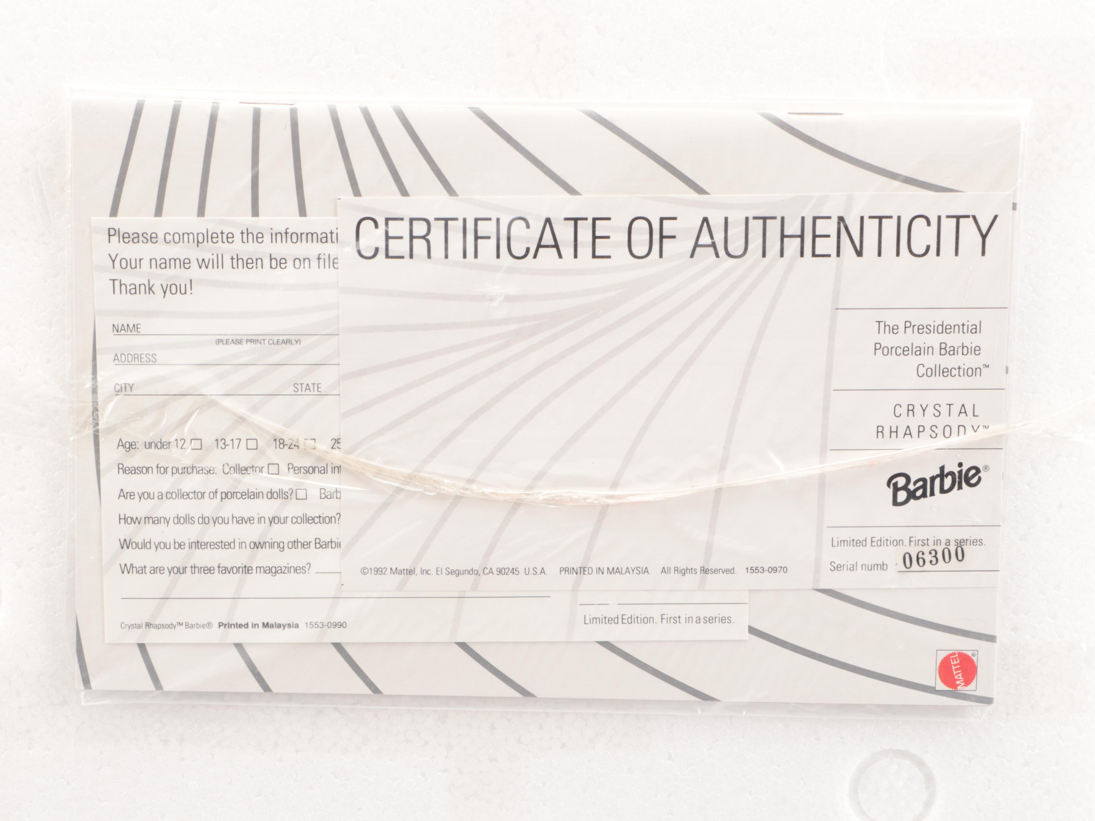 Mattel "Evening Pearl," "Blue Rhapsody," and "Crystal Rhapsody" Barbies