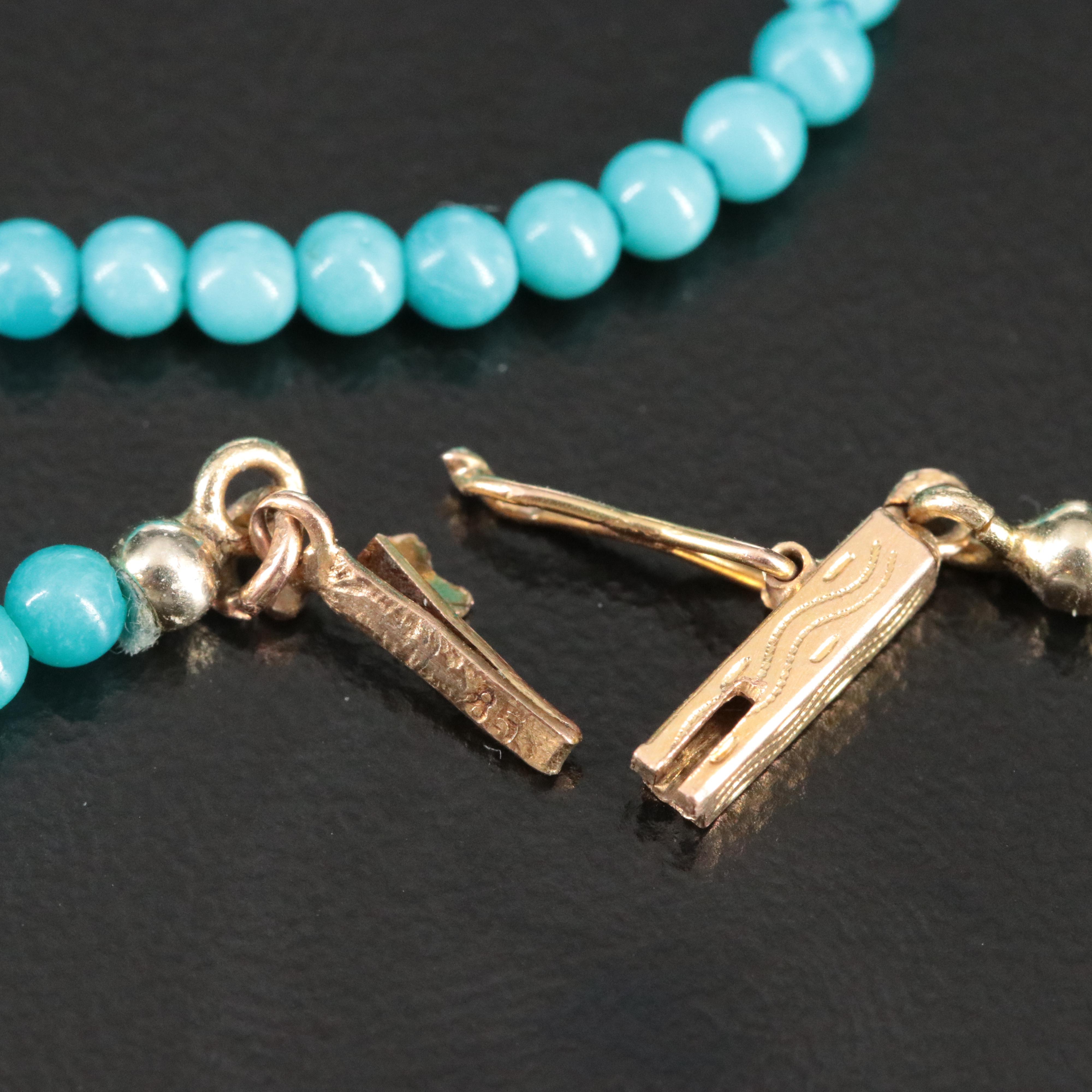 18K Turquoise Pendant Necklace with 14K Clasp