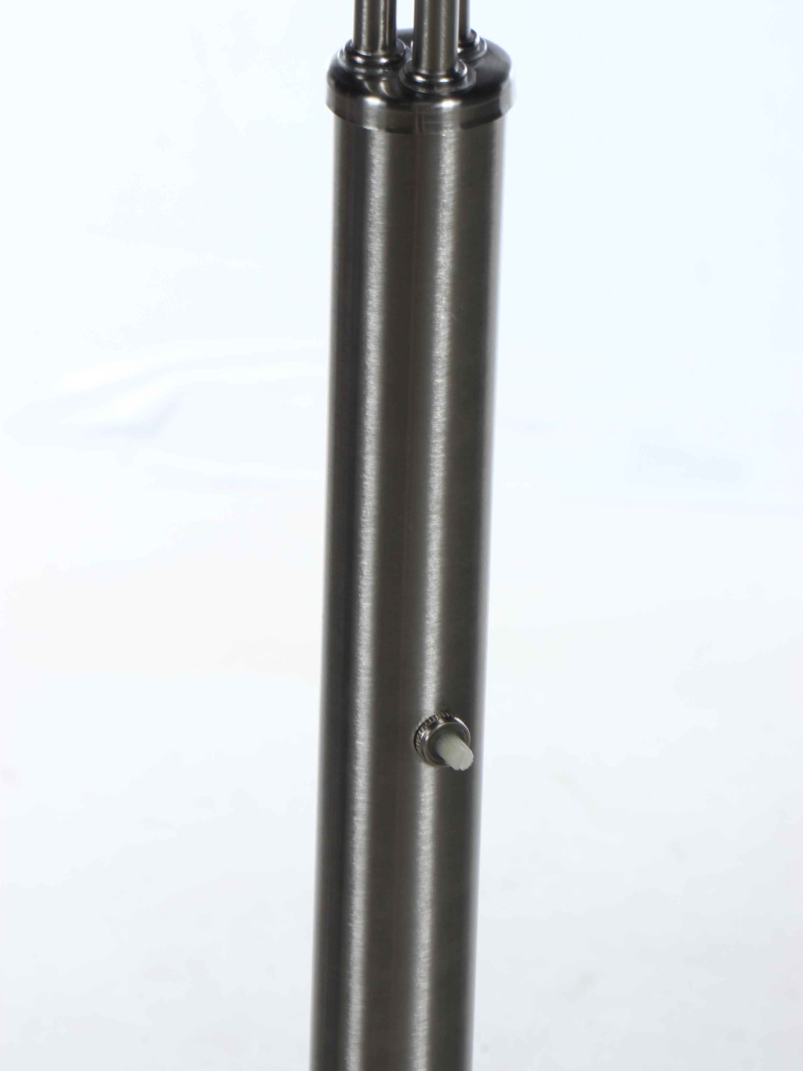 H-Welldone Postmodern Brushed Metal Three Arm Floor Arc Lamp & Drum Shades