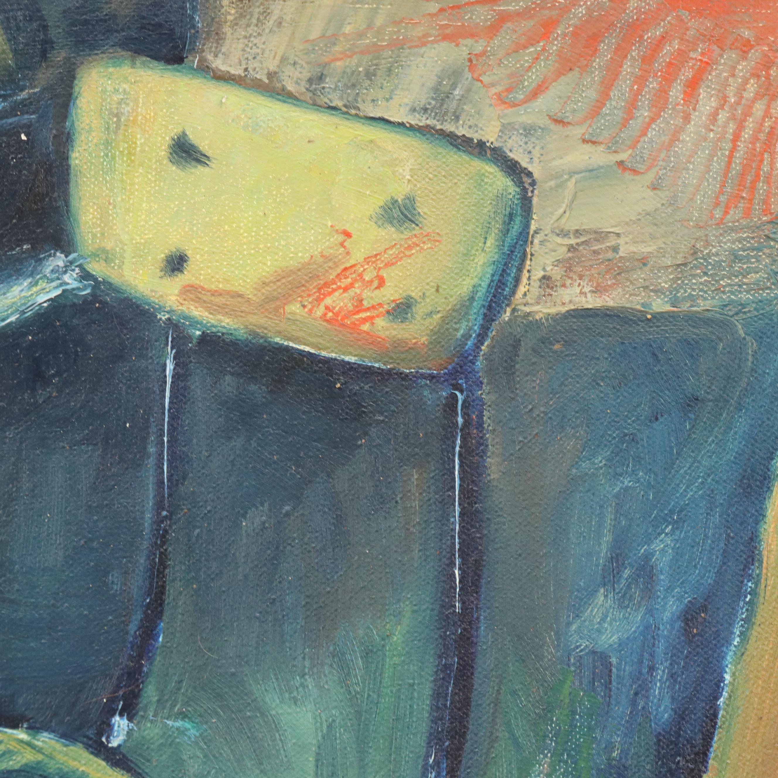 Acrylic Painting of Studio Interior, Late 20th Century