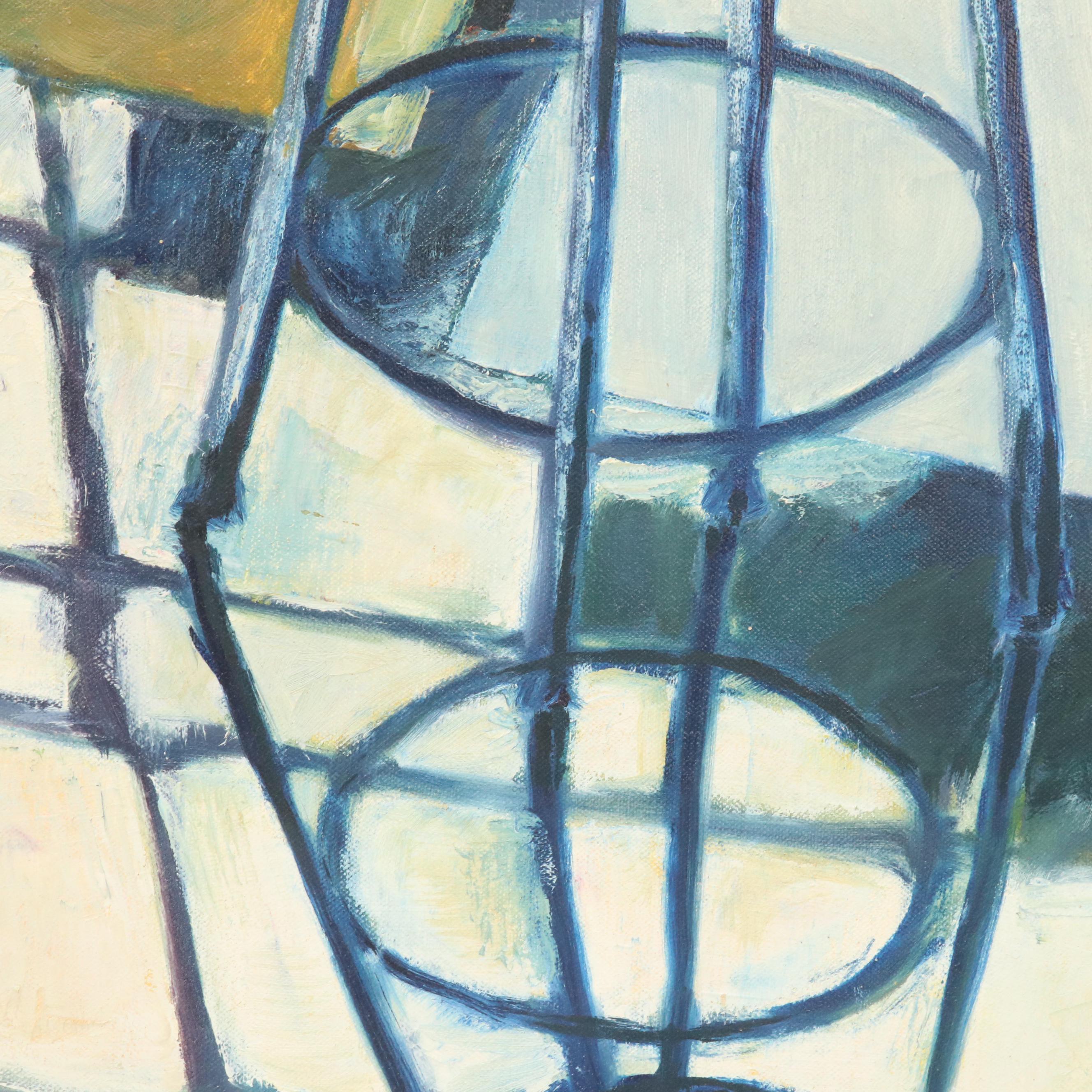 Acrylic Painting of Studio Interior, Late 20th Century