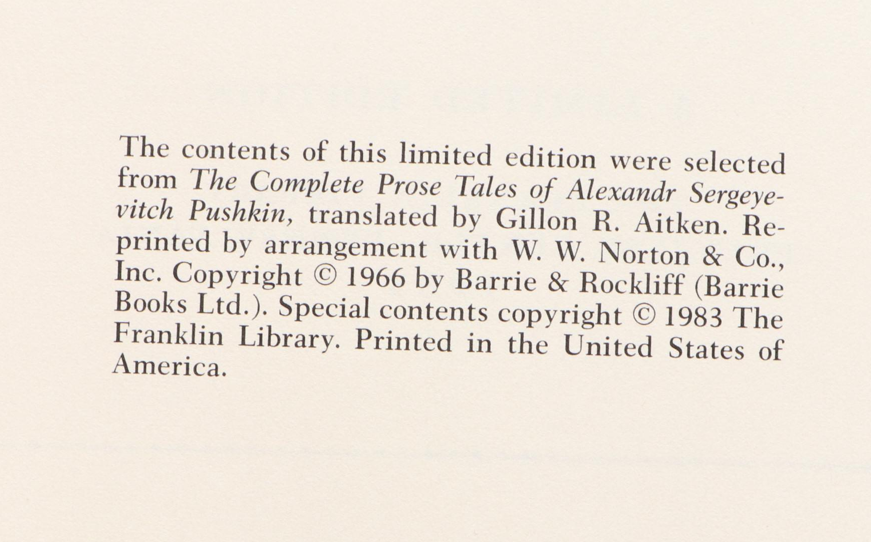 Franklin Library "Queen of Spades" by Alexander Pushkin and More Russian Books