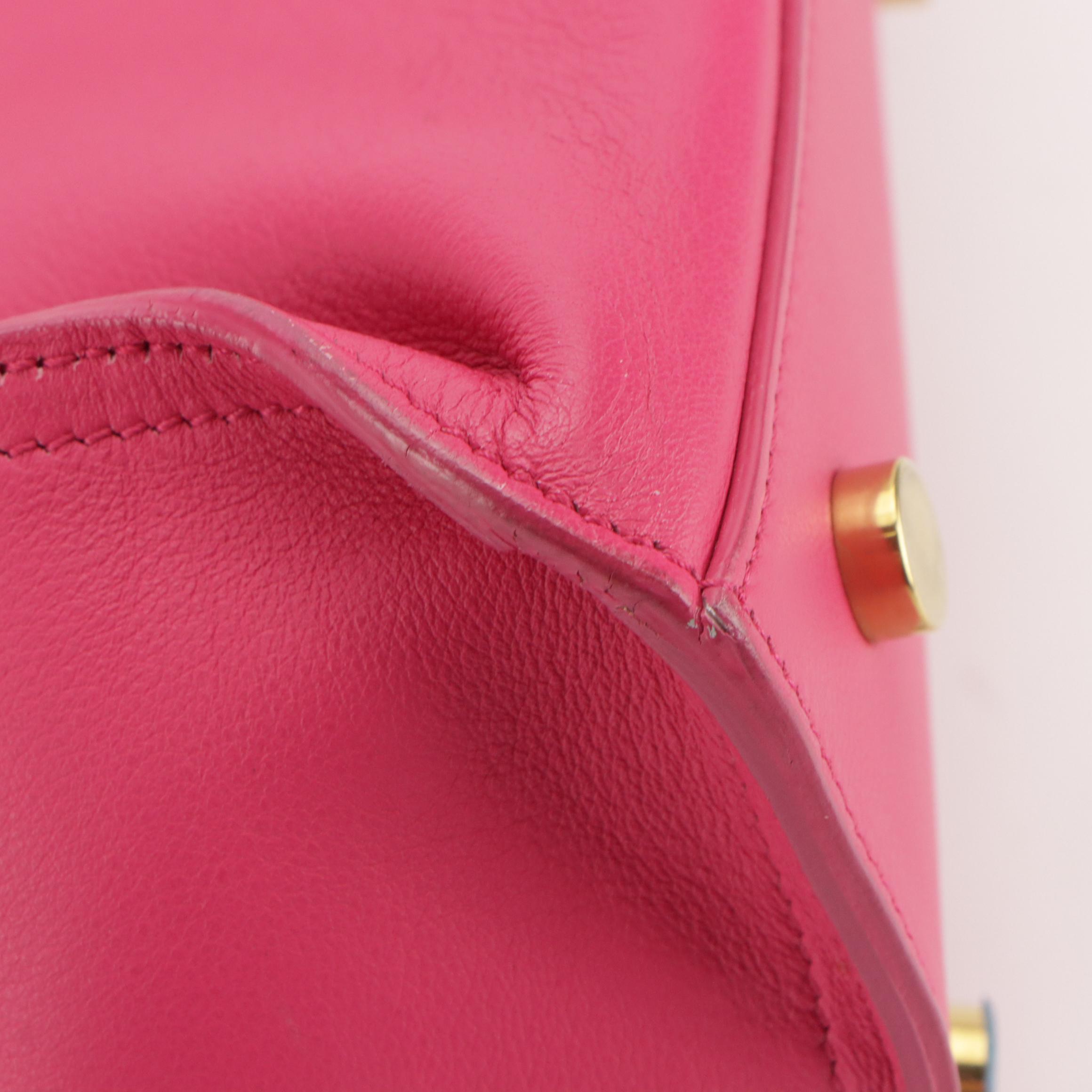 Saint Laurent YSL Cabas Two-Way Bag in Hot Pink Calfskin Leather