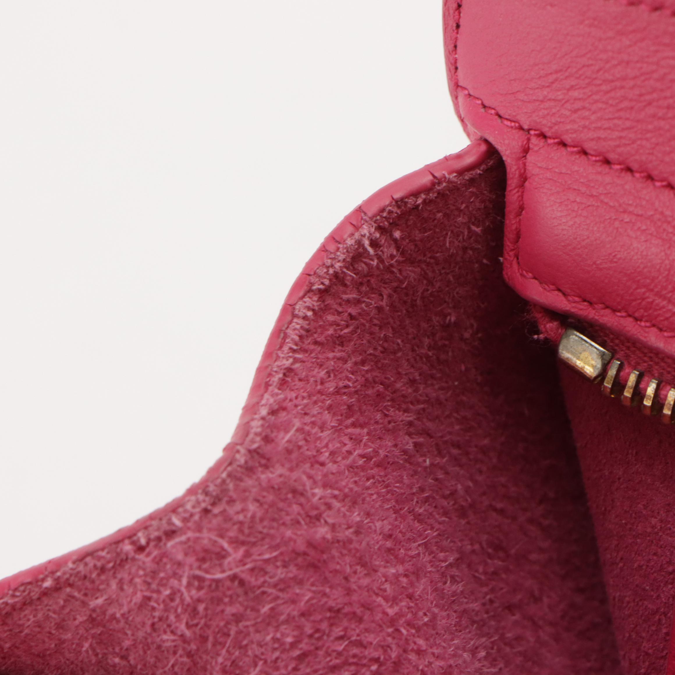 Saint Laurent YSL Cabas Two-Way Bag in Hot Pink Calfskin Leather