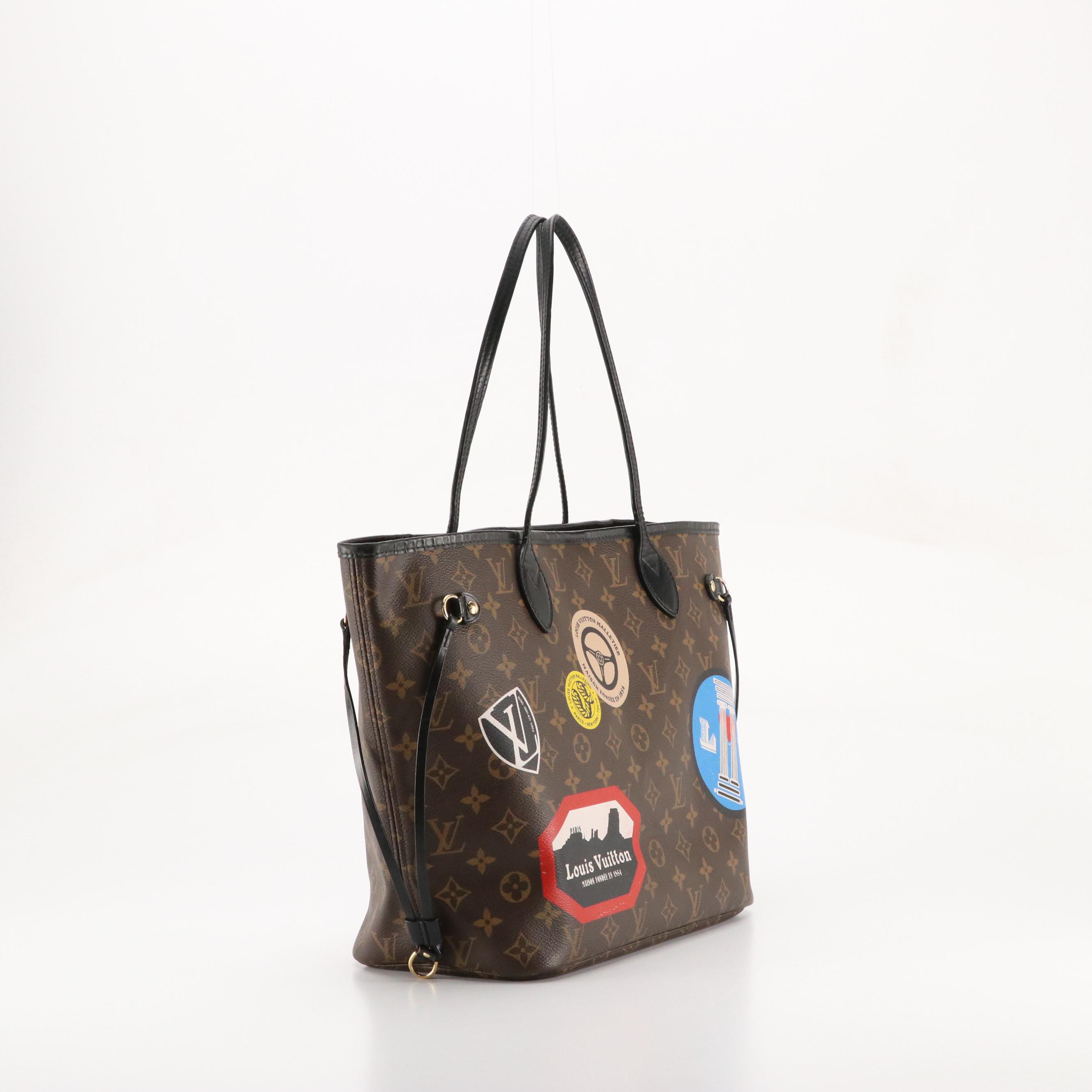 Louis Vuitton World Tour Neverfull MM in Monogram Canvas and Black Leather Trim