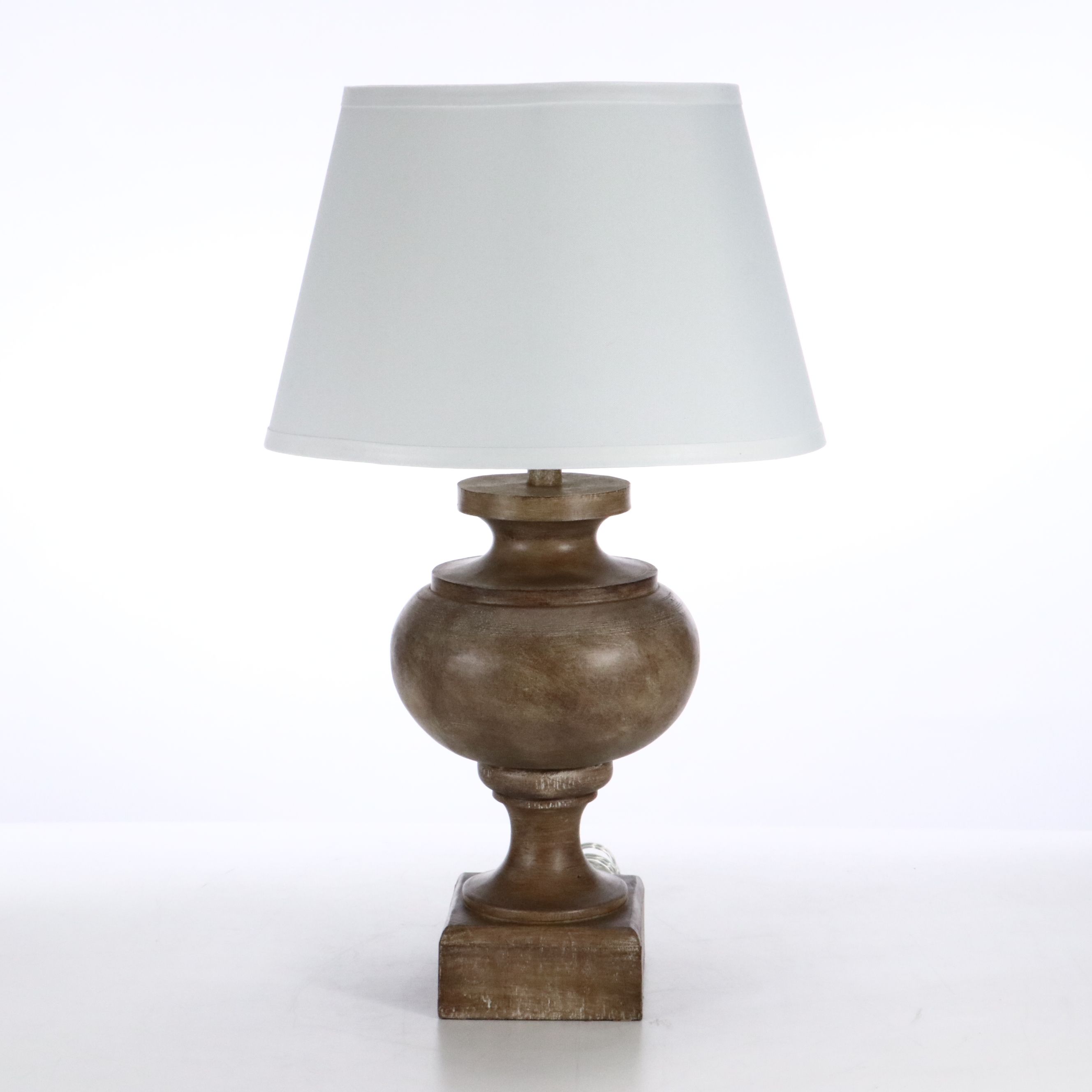 Contemporary Baluster Form Table Lamp Pair with Cotton Shades