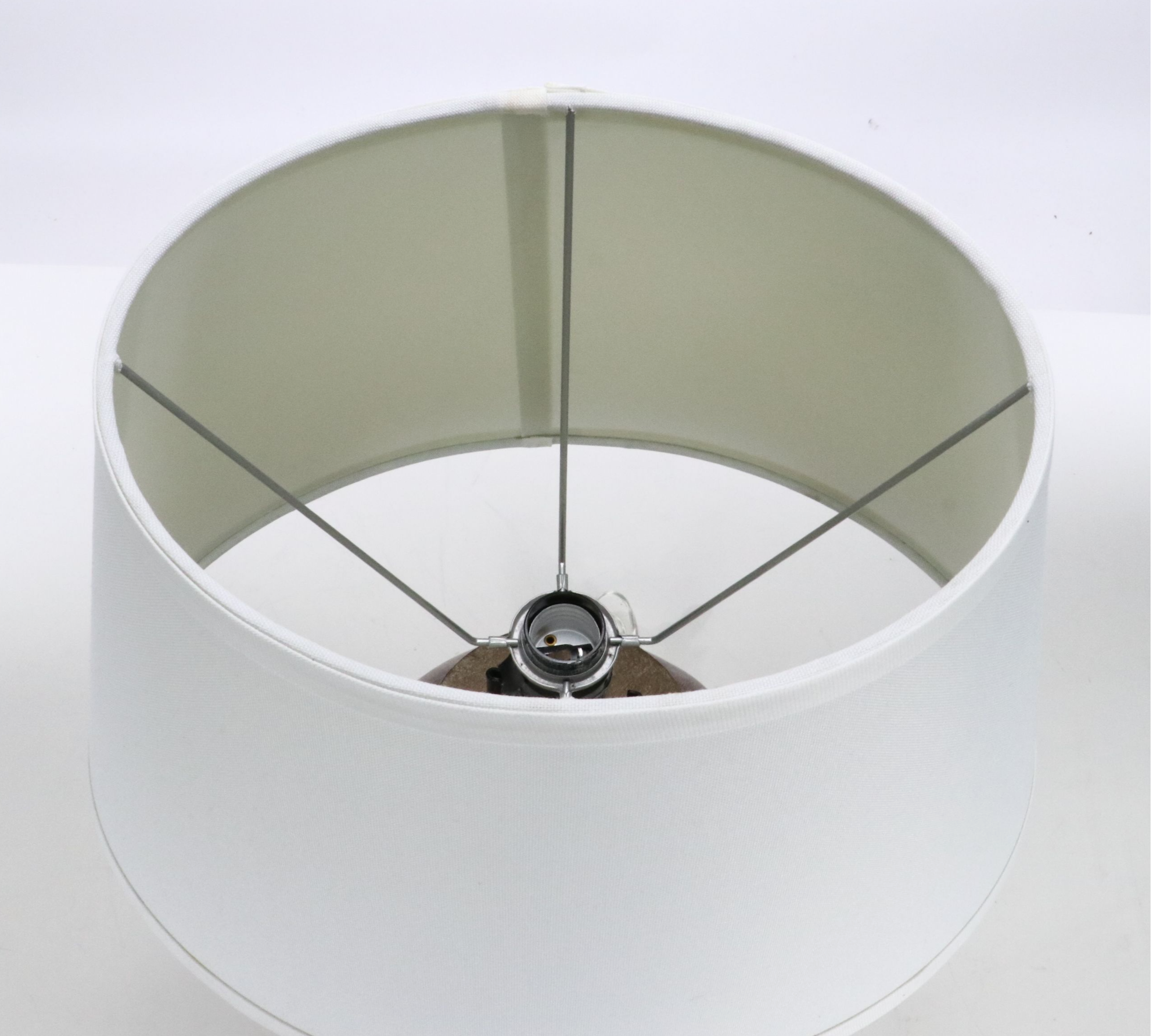 Contemporary Baluster Form Table Lamp Pair with Cotton Shades