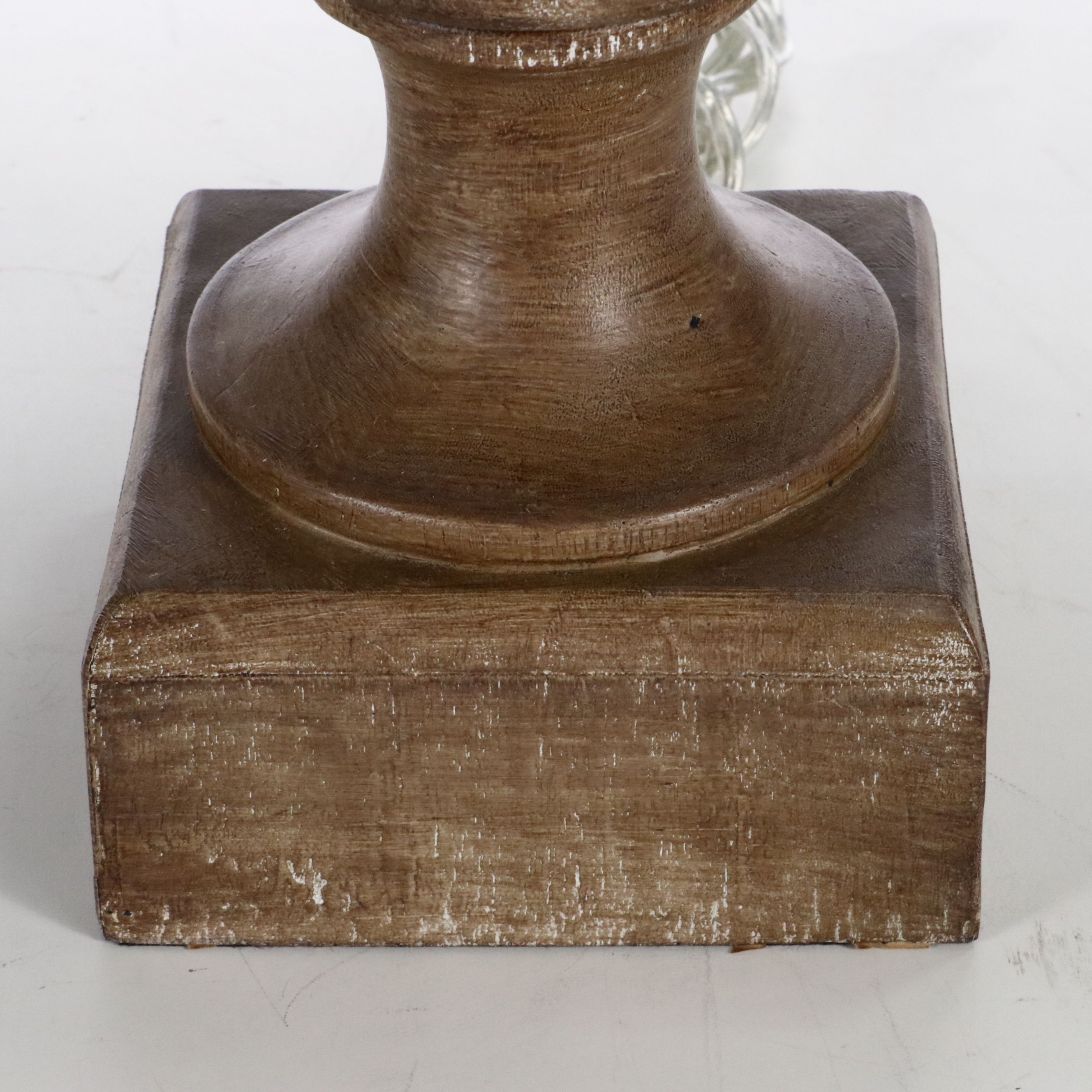 Contemporary Baluster Form Table Lamp Pair with Cotton Shades