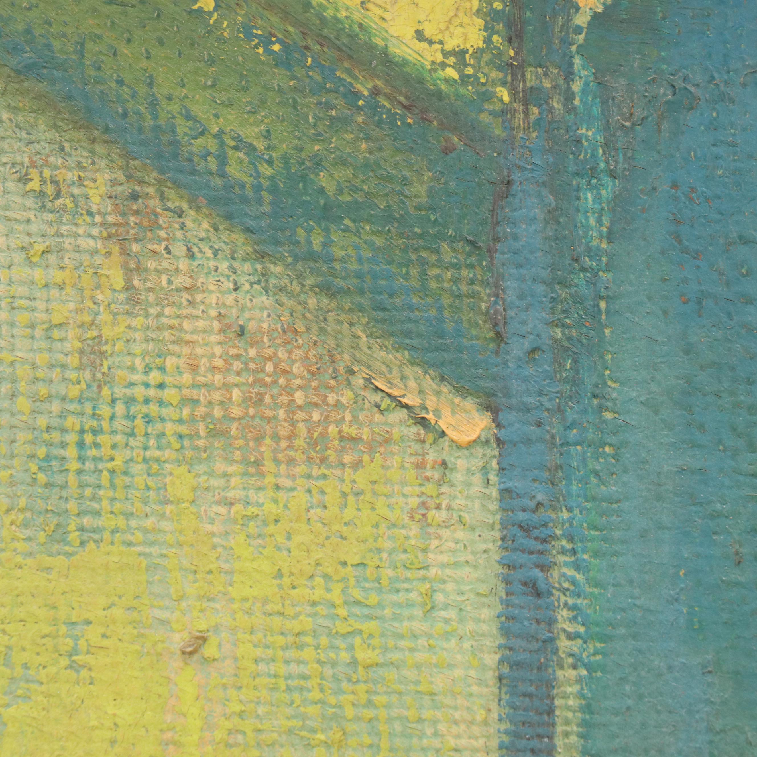 Portrait Oil Painting of Lady in Yellow, Circa 1959