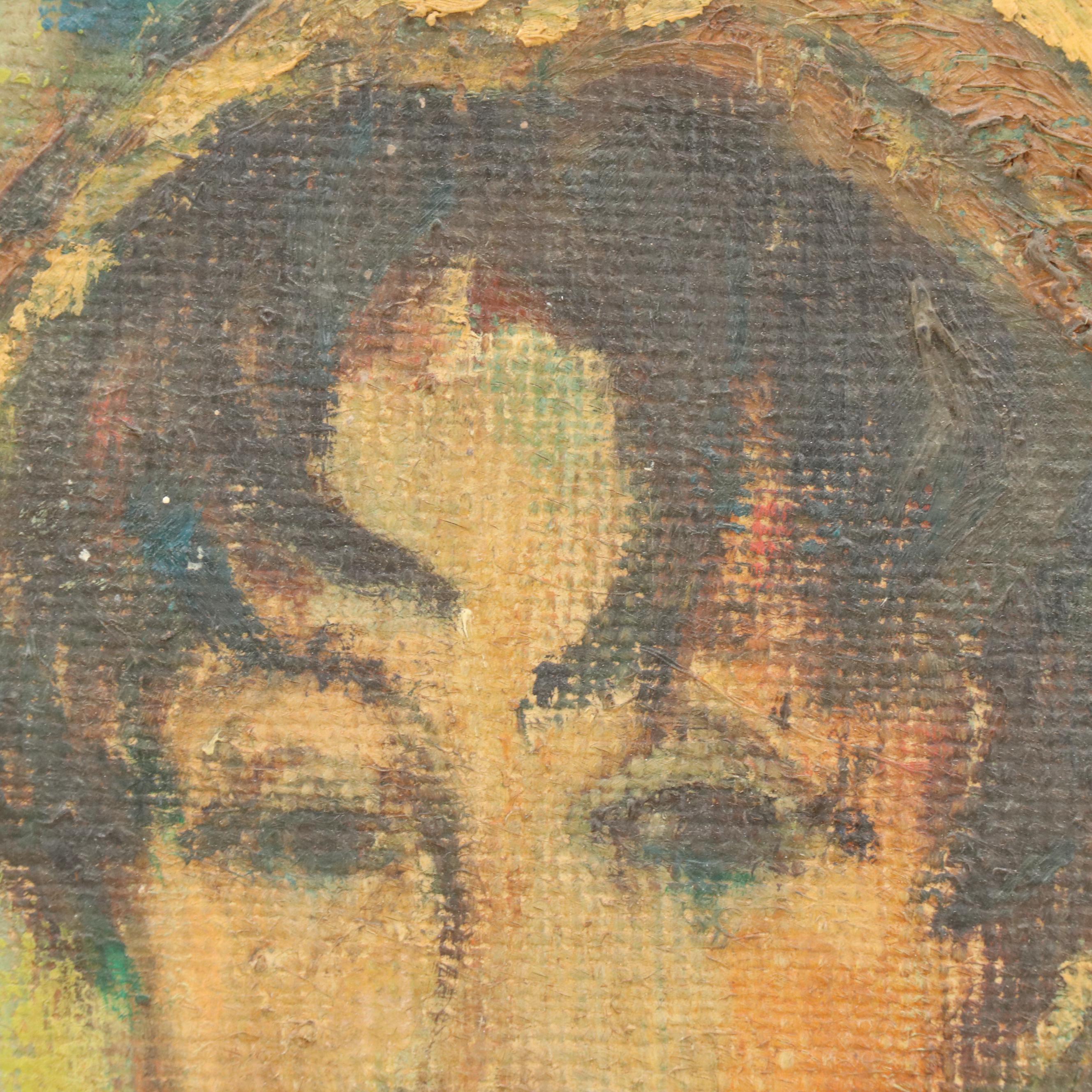 Portrait Oil Painting of Lady in Yellow, Circa 1959