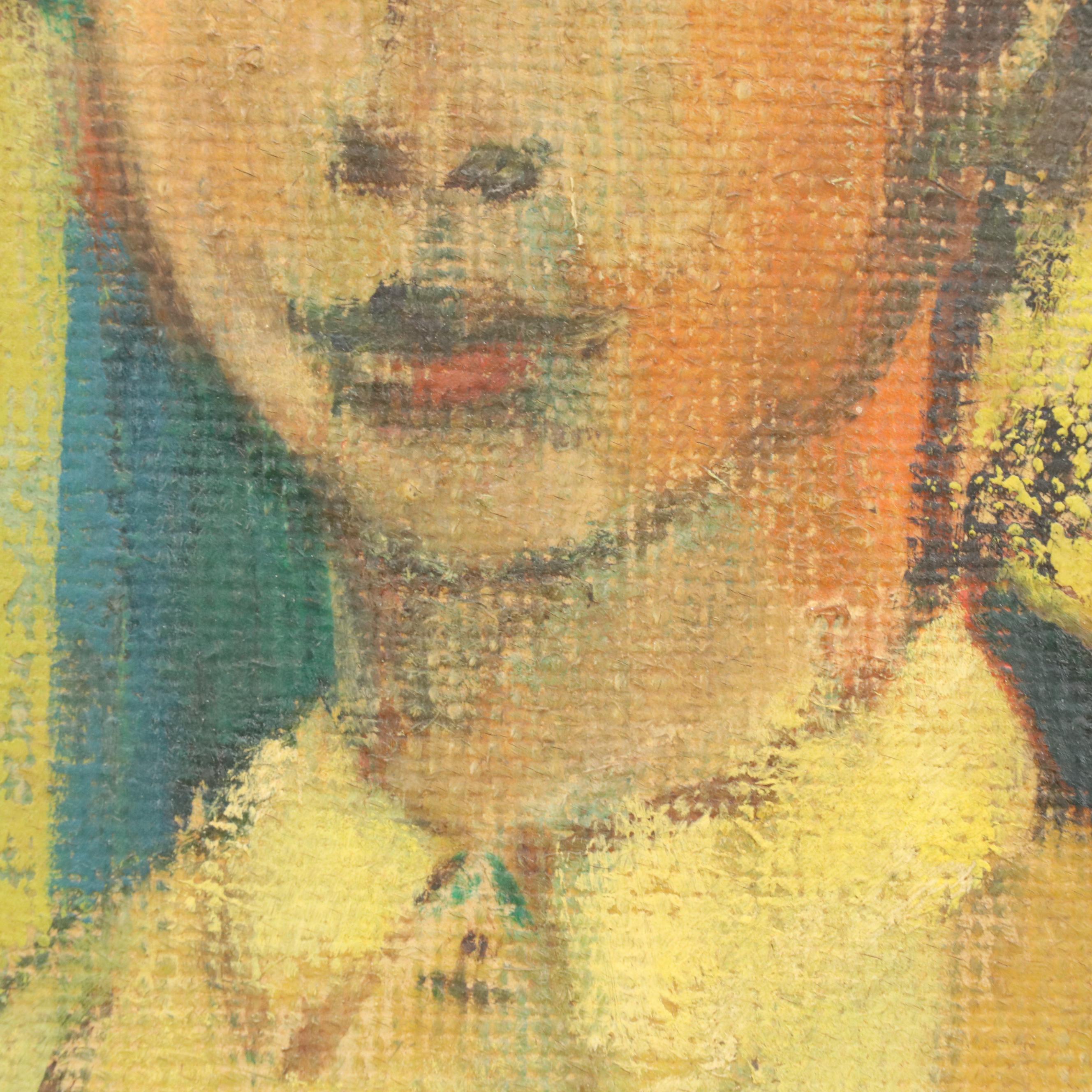 Portrait Oil Painting of Lady in Yellow, Circa 1959