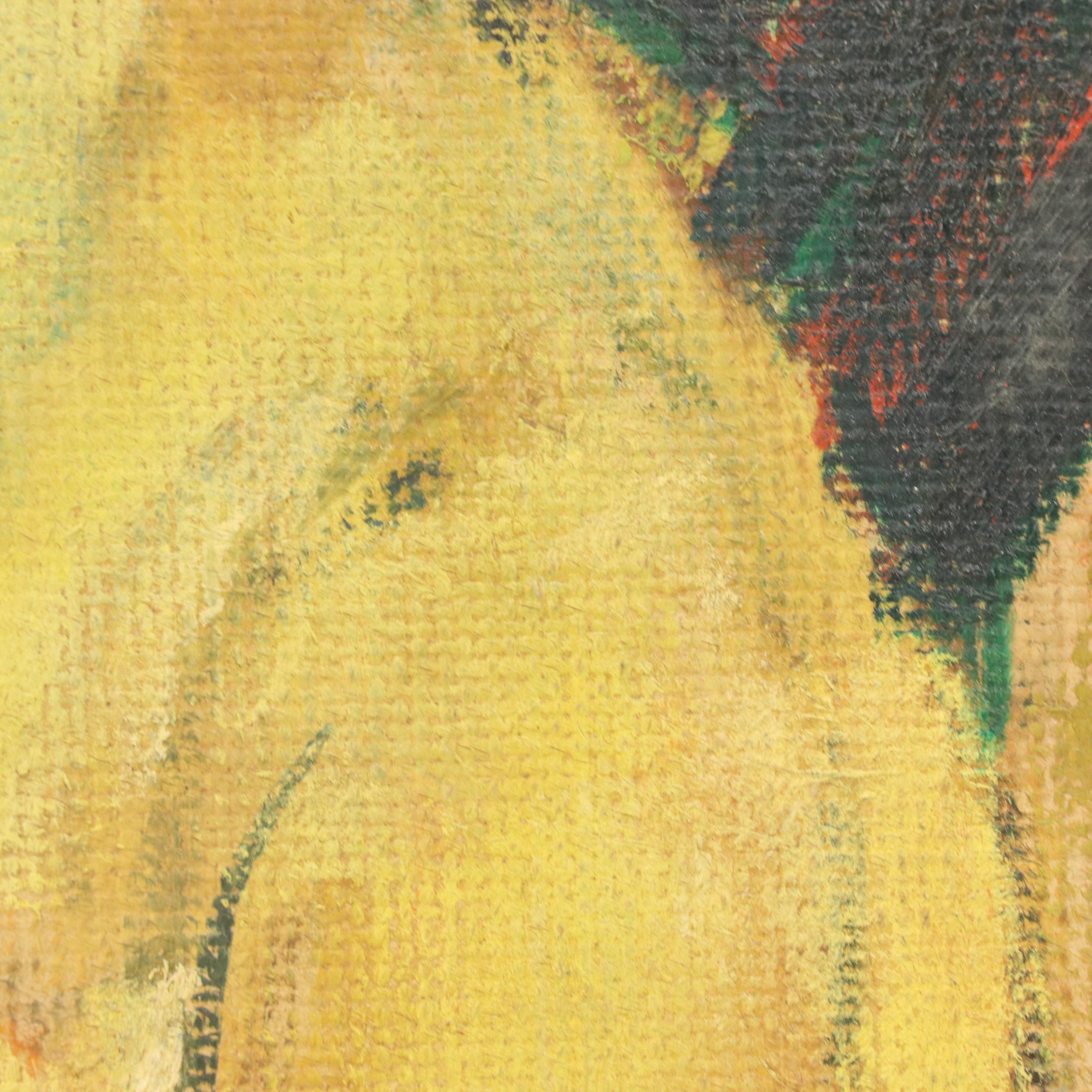 Portrait Oil Painting of Lady in Yellow, Circa 1959