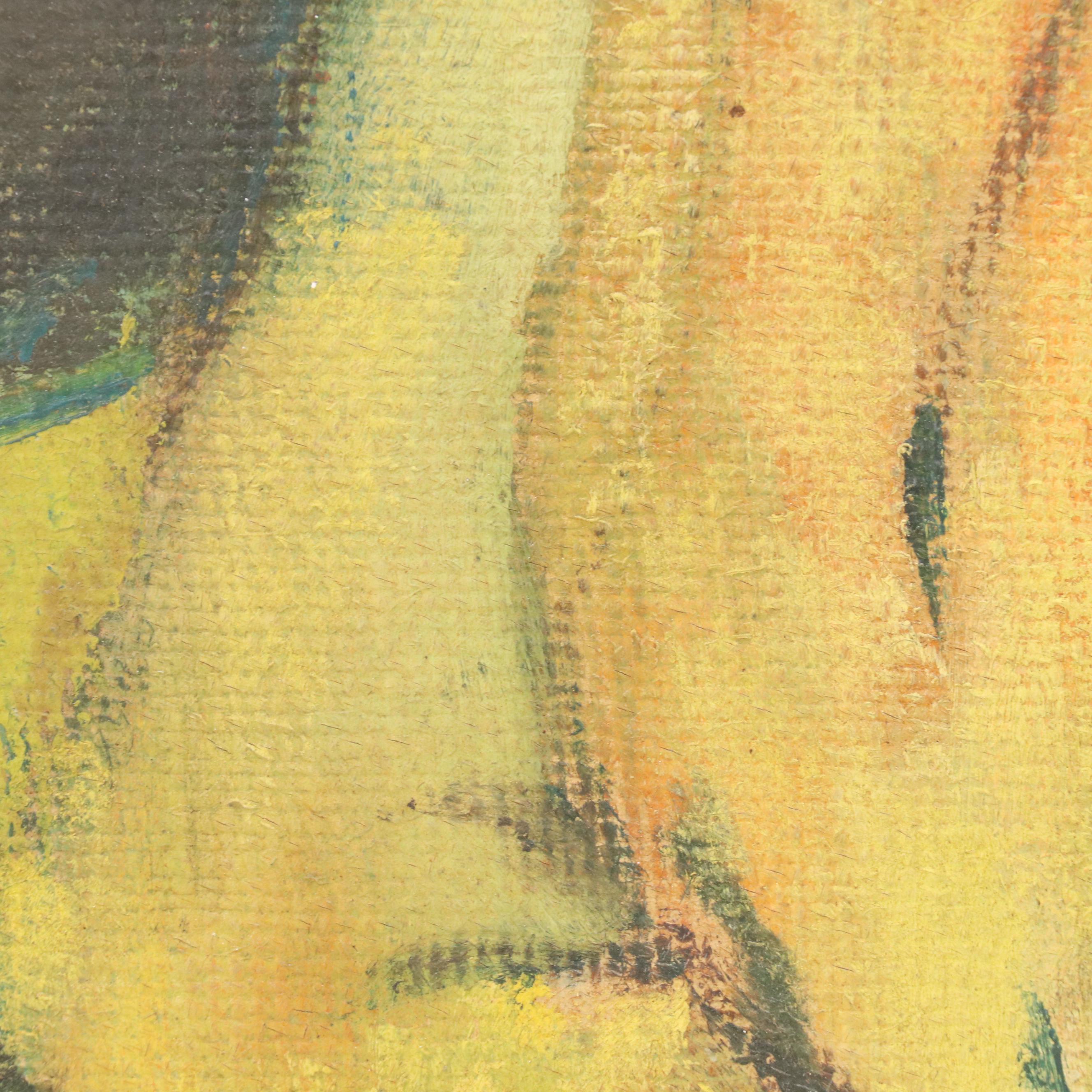 Portrait Oil Painting of Lady in Yellow, Circa 1959