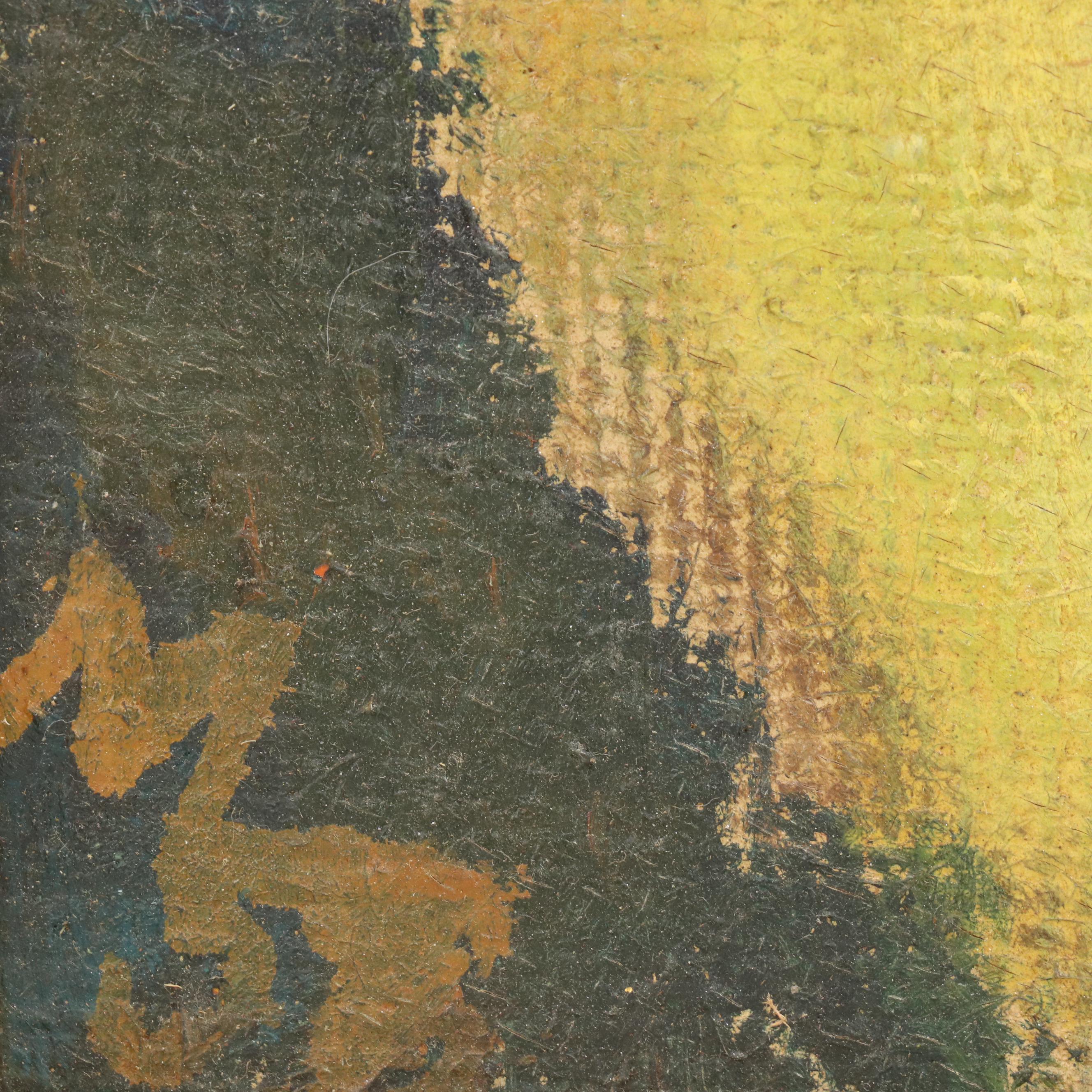 Portrait Oil Painting of Lady in Yellow, Circa 1959
