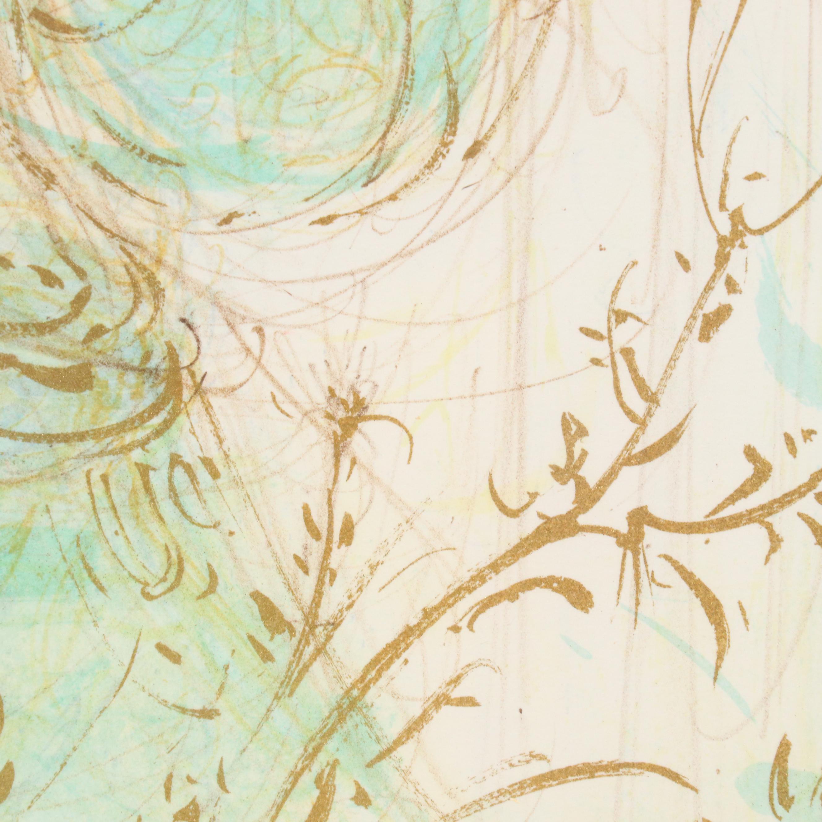 Edna Hibel Figurative Lithograph of Family Portrait "Arielle & Amy"