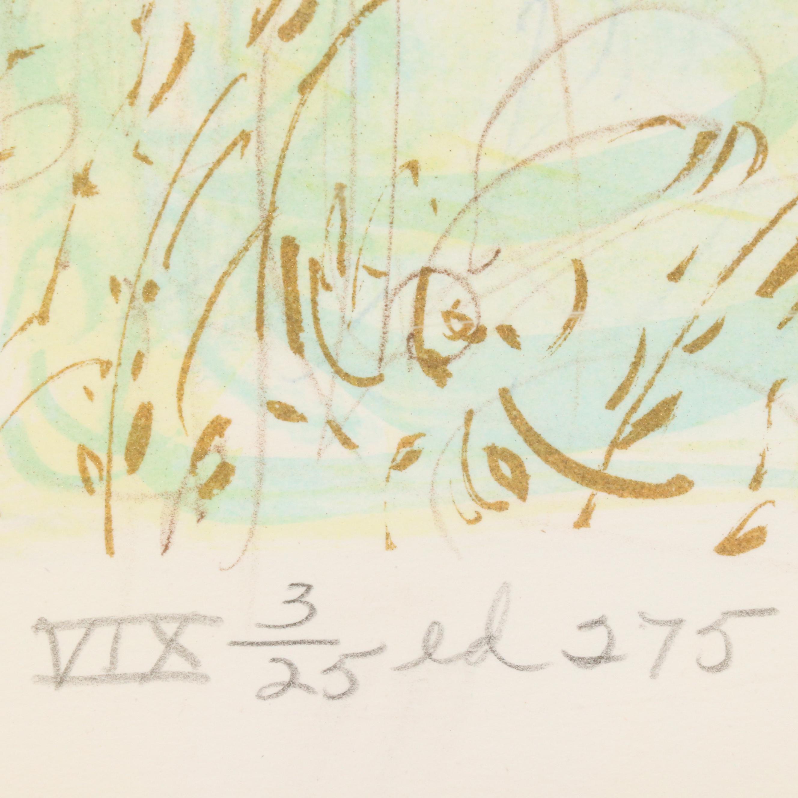 Edna Hibel Figurative Lithograph of Family Portrait "Arielle & Amy"