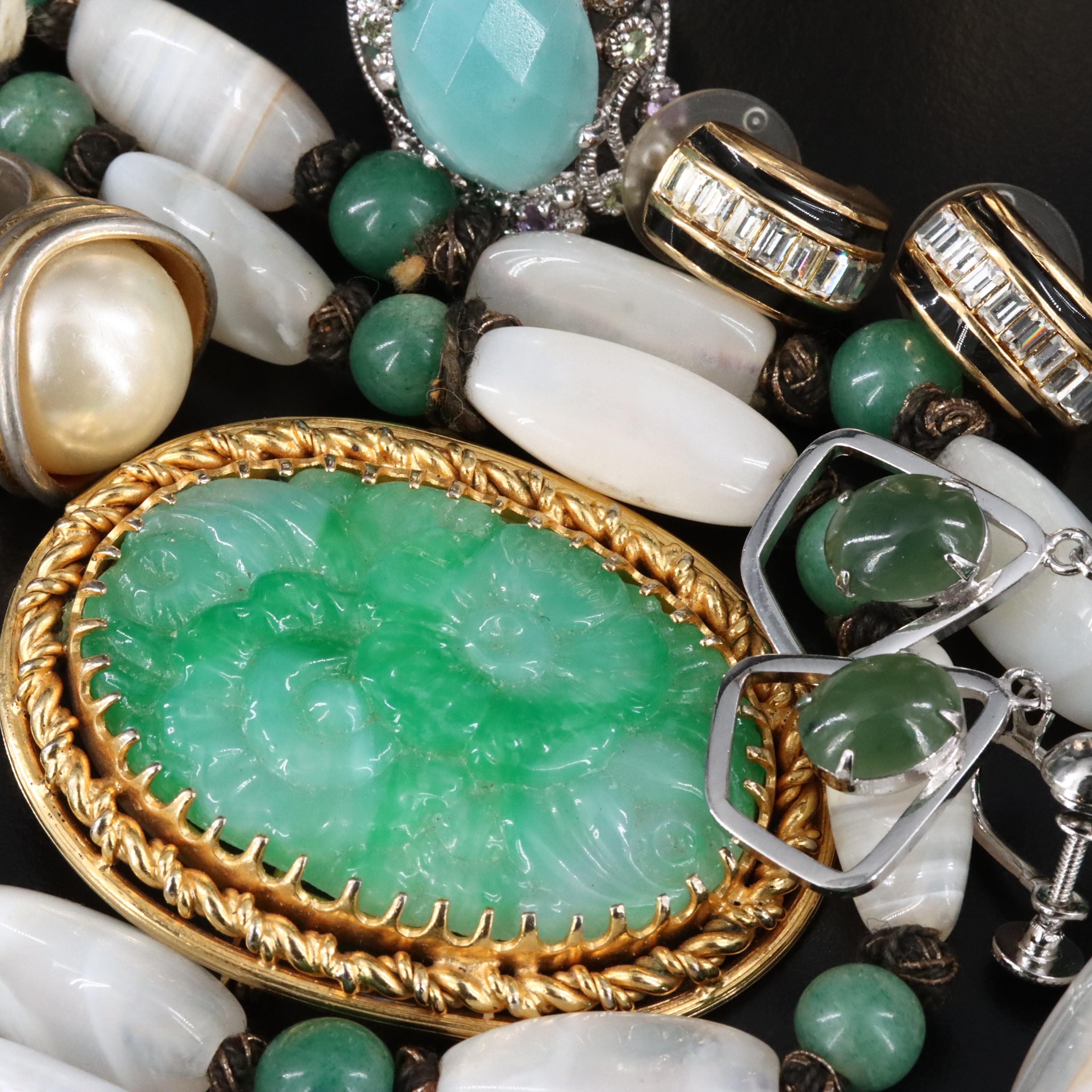 Jewelry Lot Featuring Sterling, Agate and Aventurine Quartz