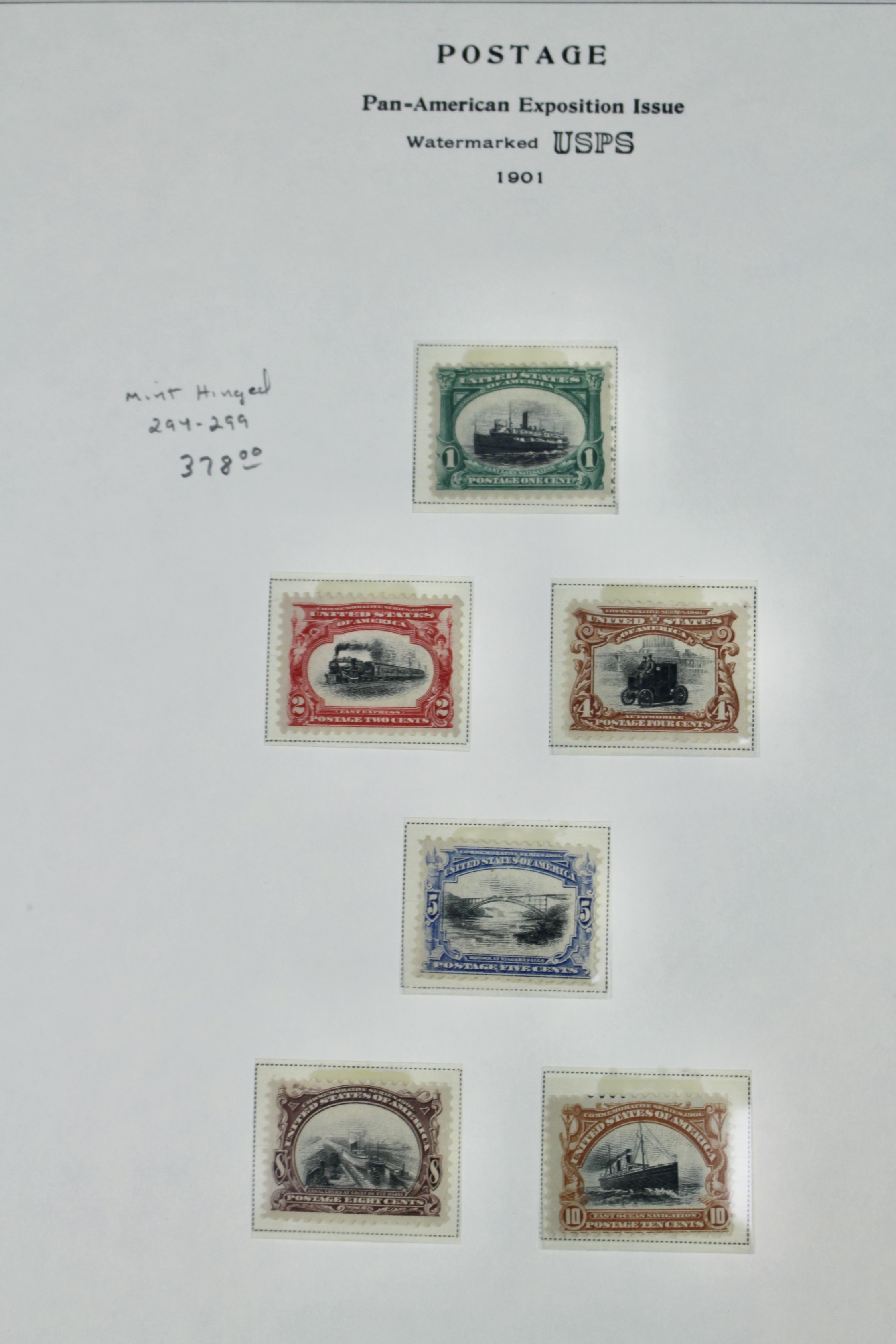 1901 Pan-American Exposition Postage Stamp Set, Scott 294-299, MH