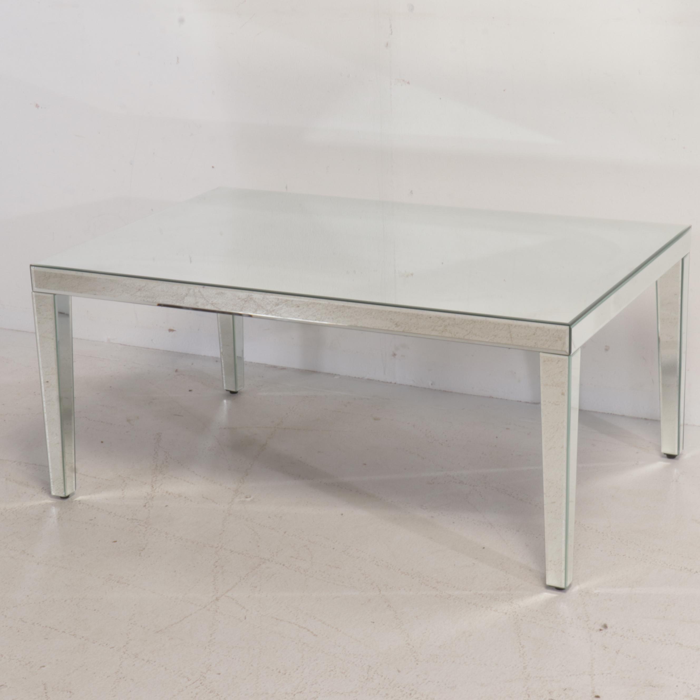 Contemporary Mirrored Coffee Table with Console Table