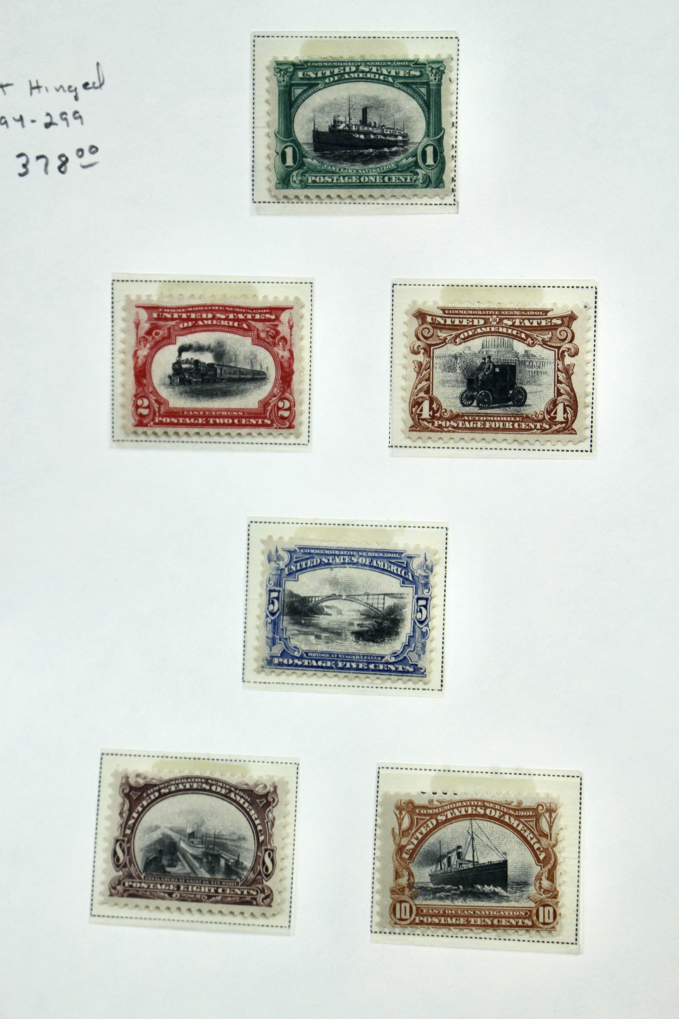 1901 Pan-American Exposition Postage Stamp Set, Scott 294-299, MH