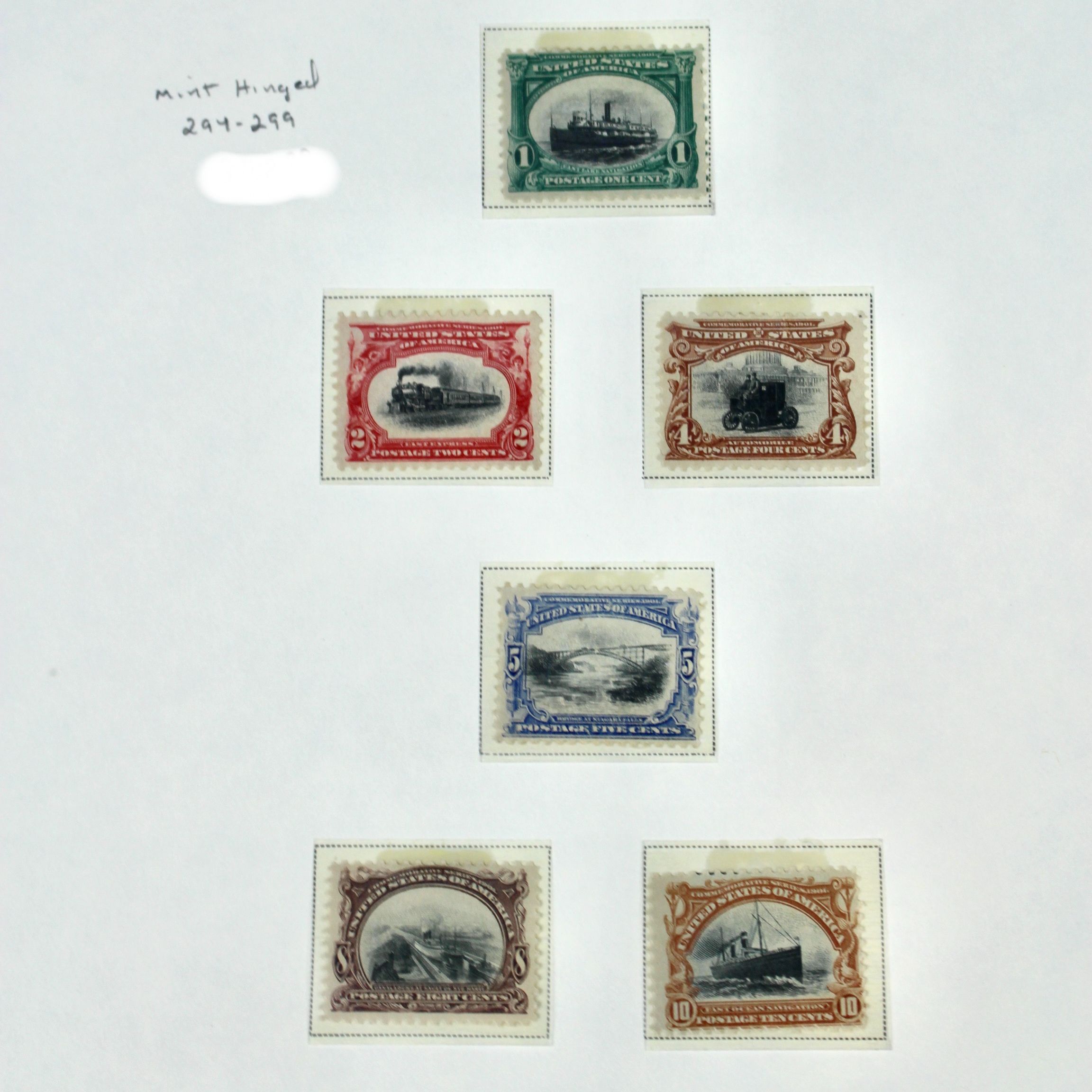 1901 Pan-American Exposition Postage Stamp Set, Scott 294-299, MH