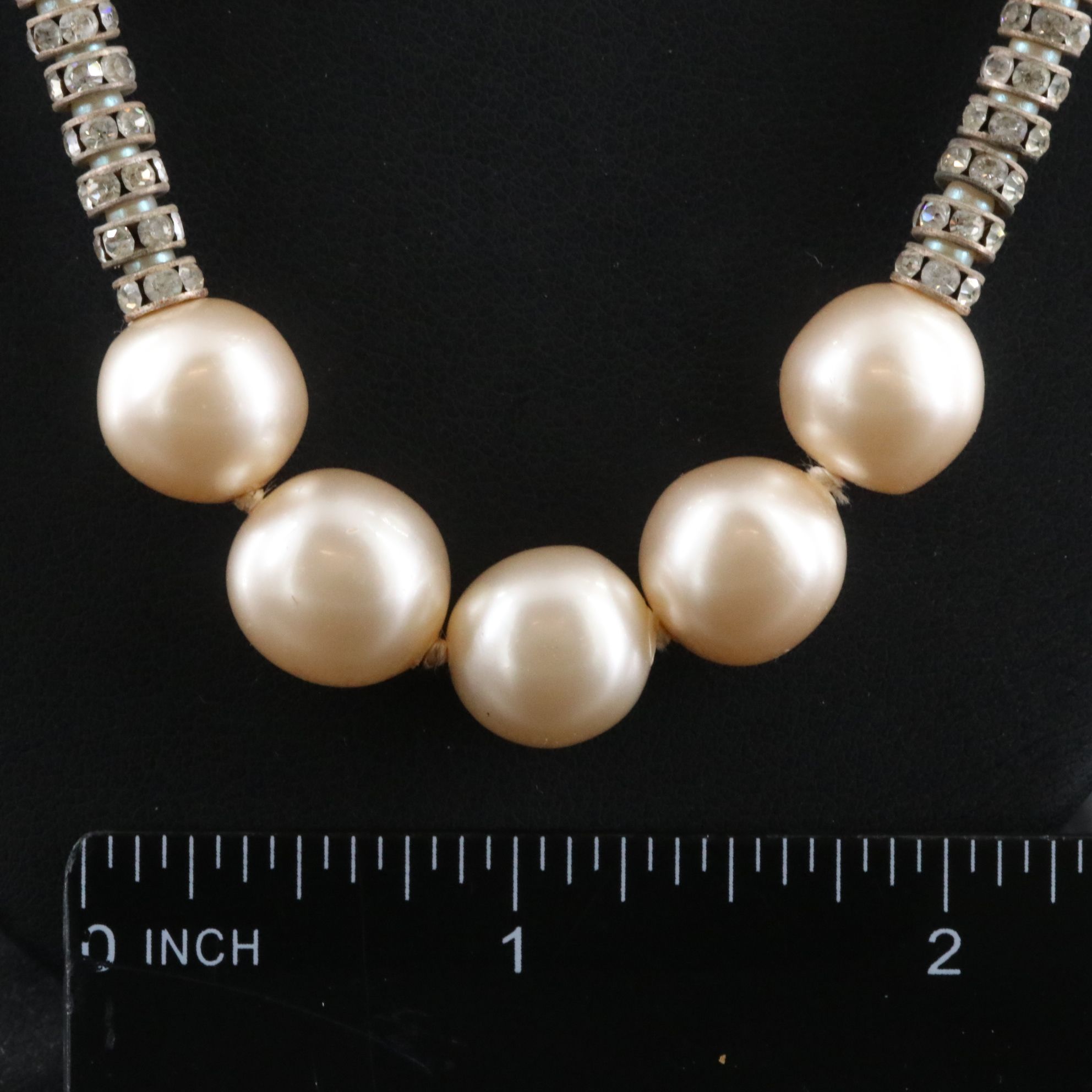 Chanel Crystal and Faux Pearl Toggle Station Necklace