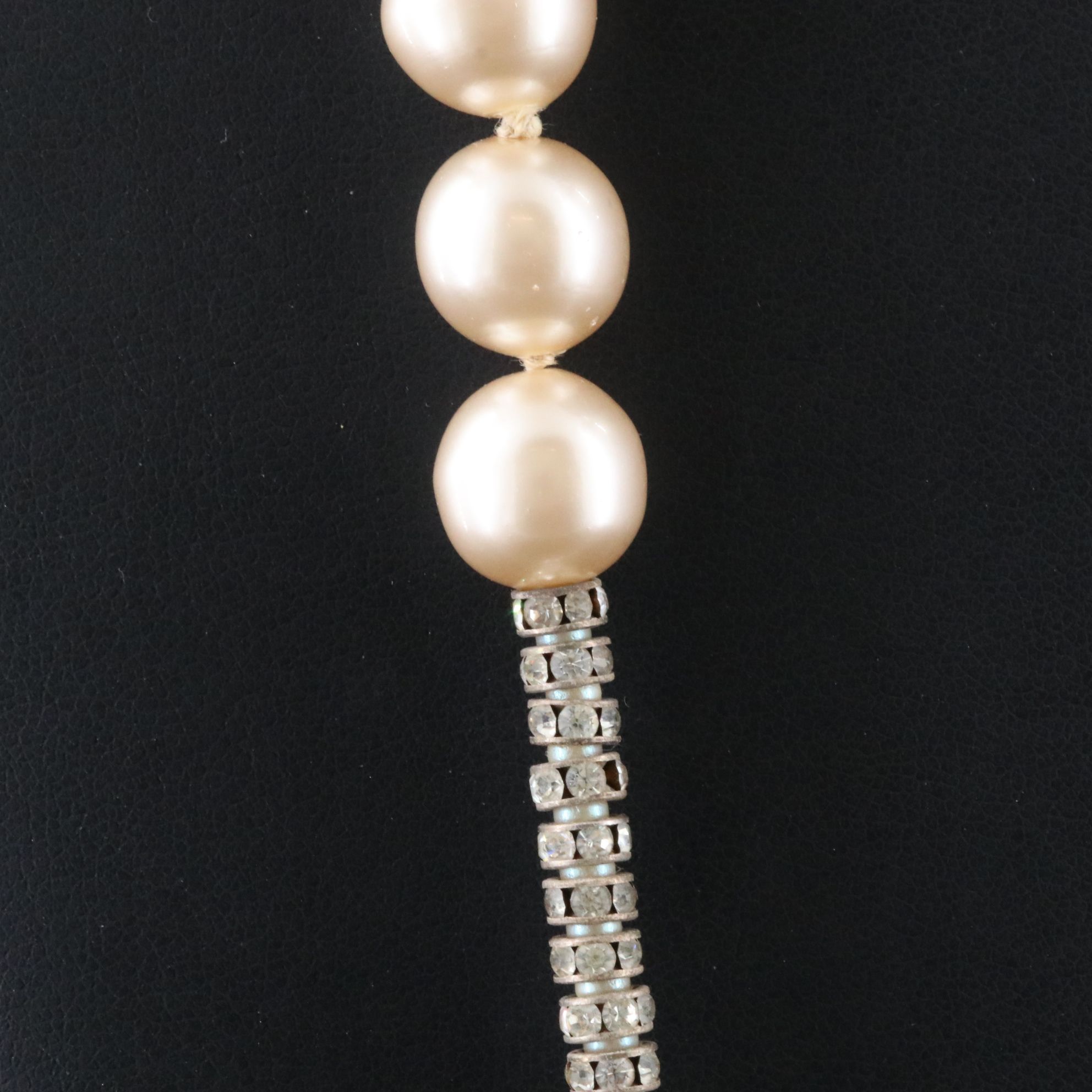 Chanel Crystal and Faux Pearl Toggle Station Necklace