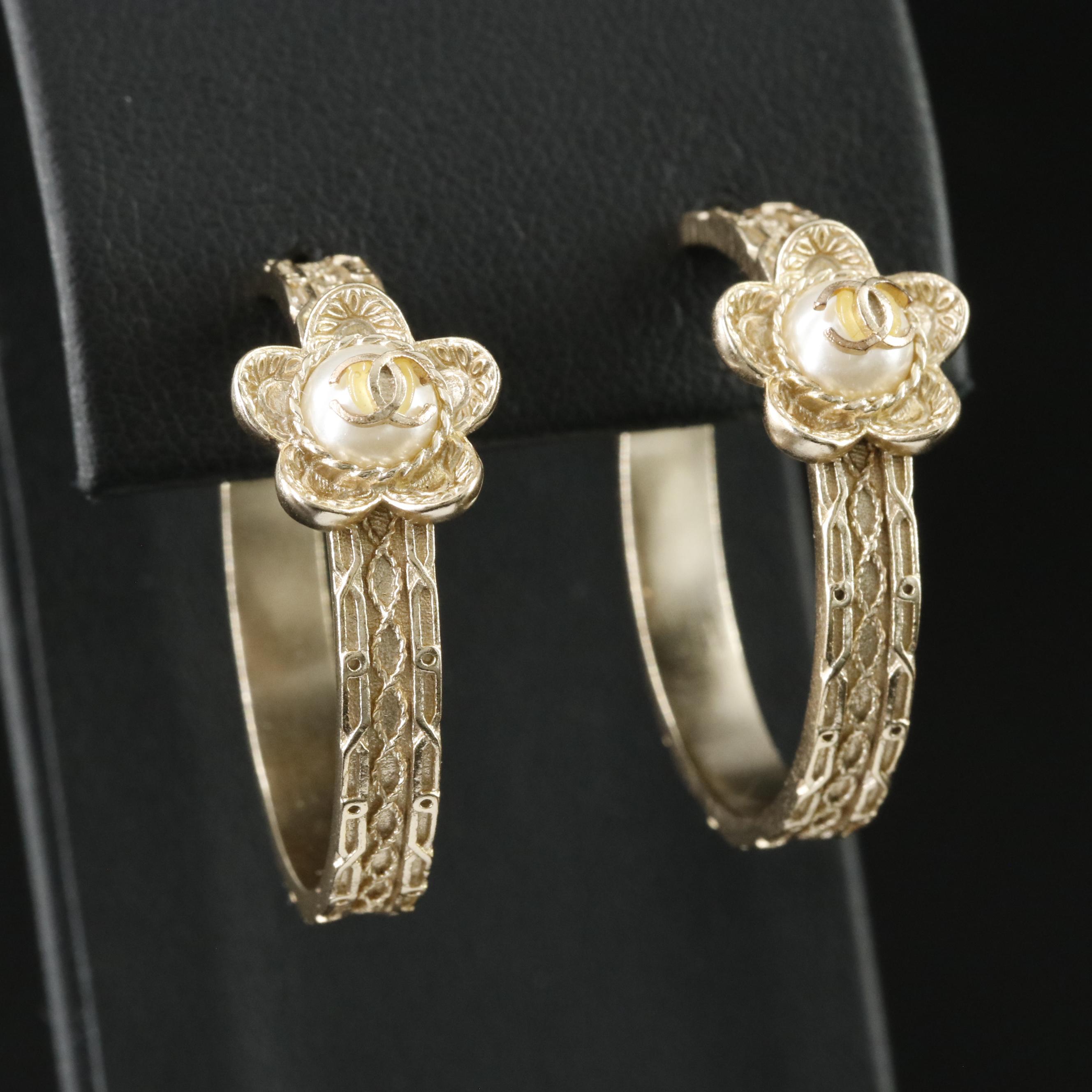 Chanel CC  Hoop Earrings