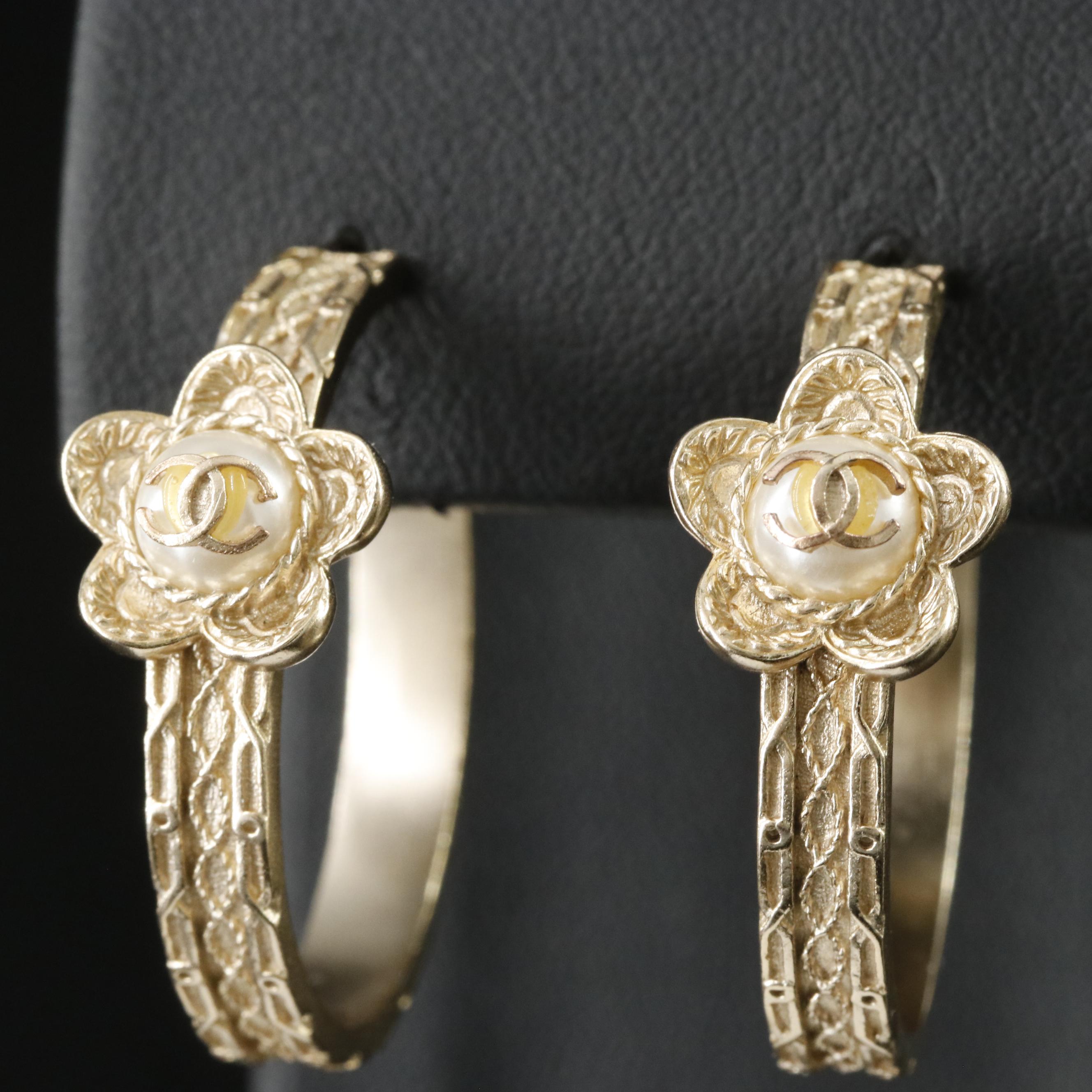 Chanel CC  Hoop Earrings