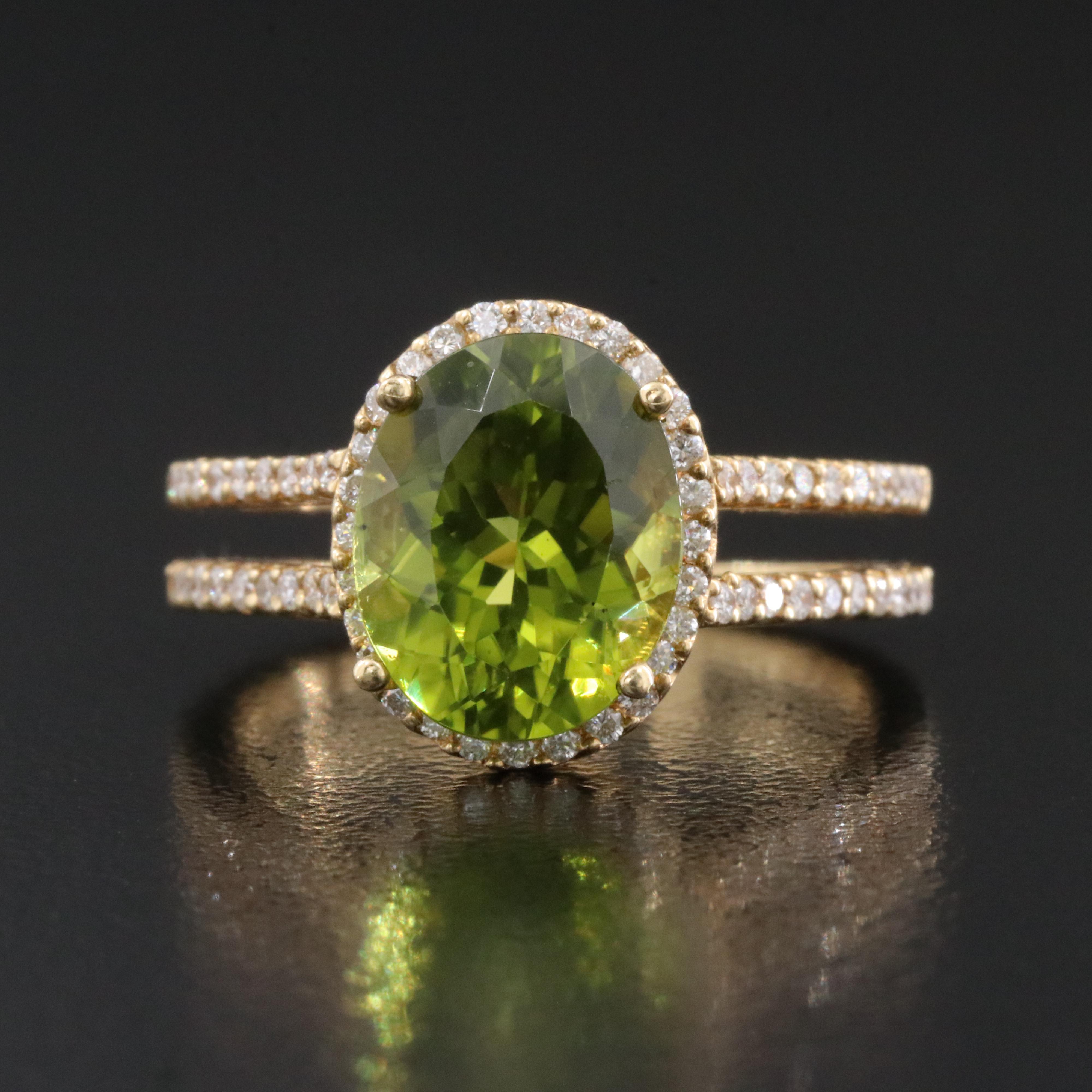 18K Peridot and Diamond Ring