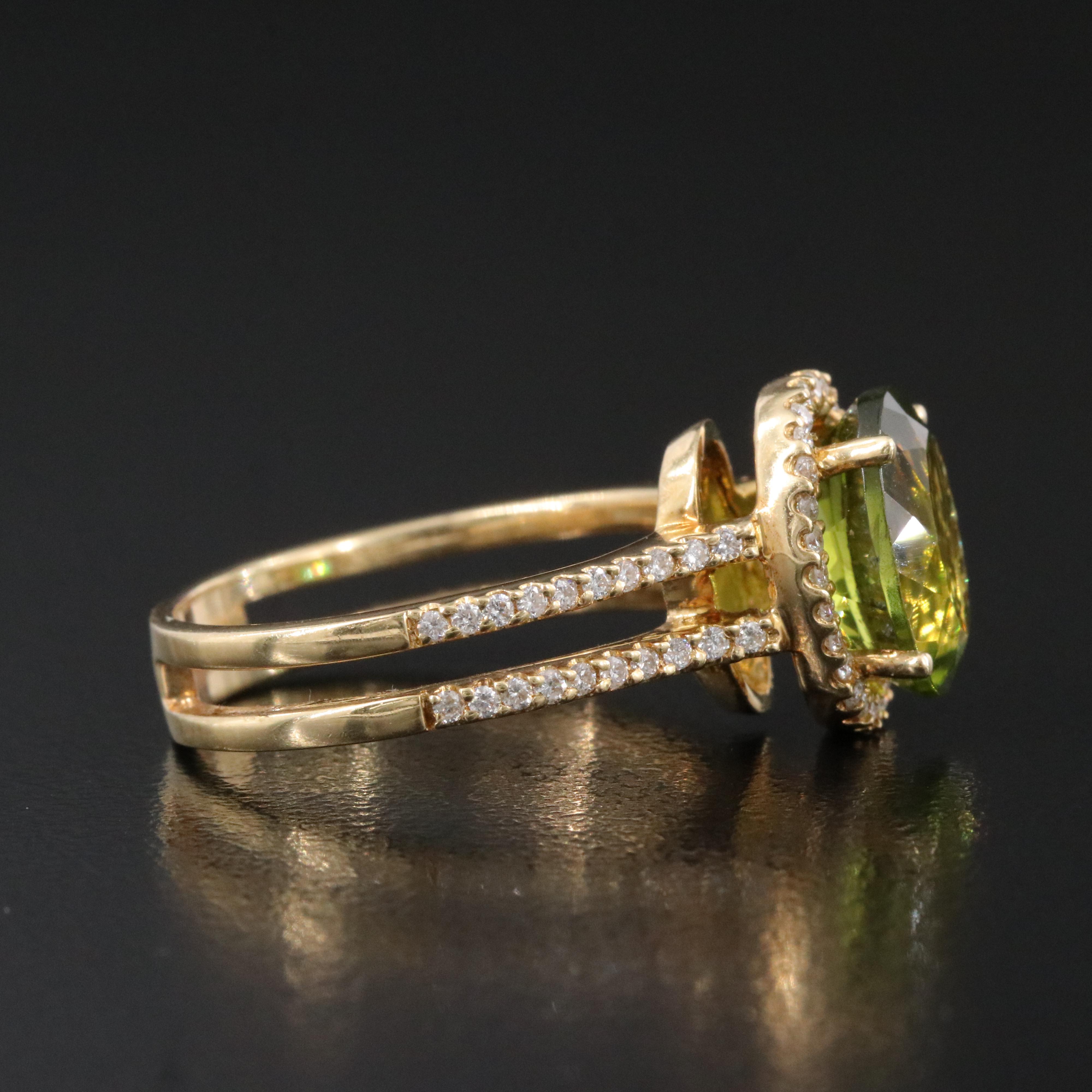 18K Peridot and Diamond Ring