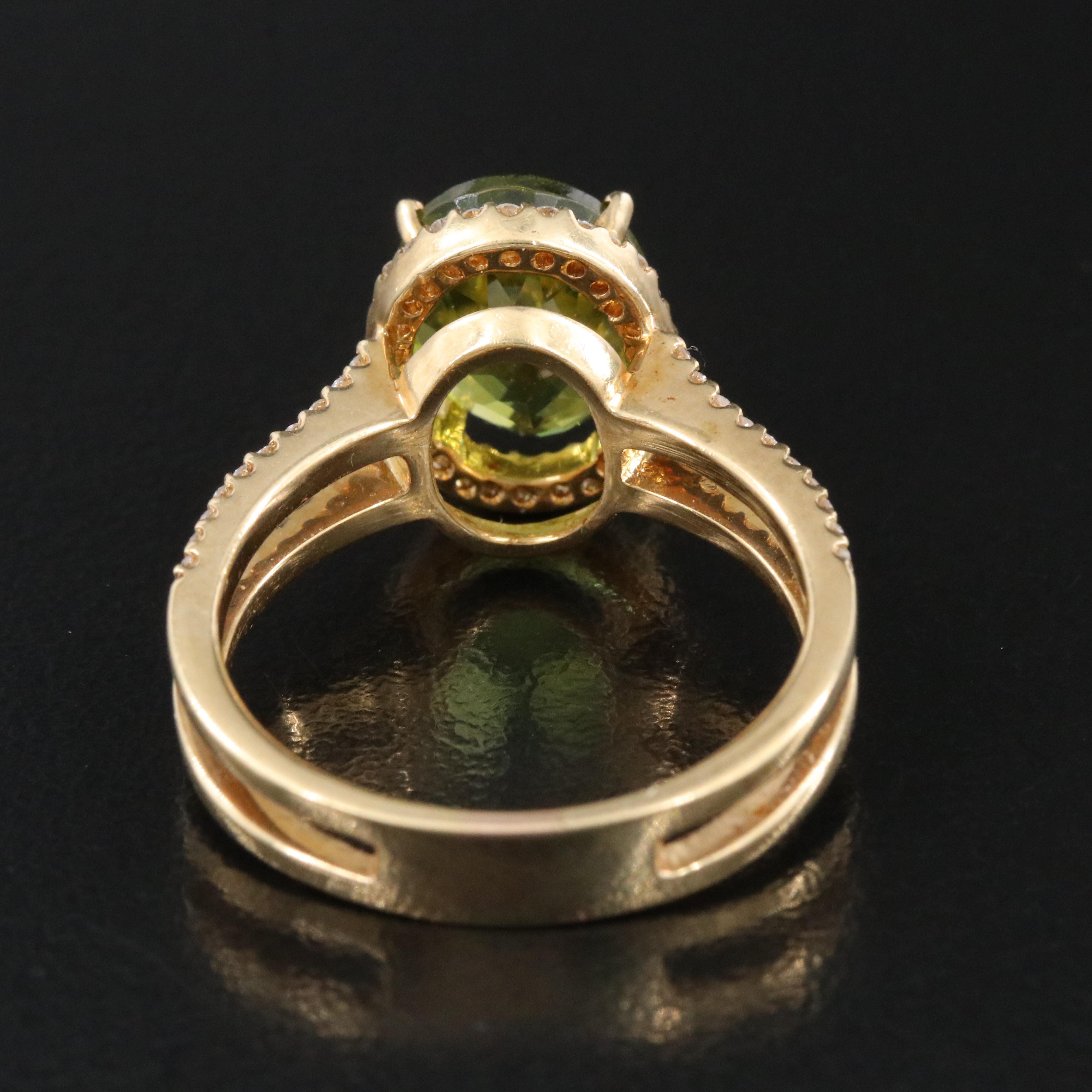 18K Peridot and Diamond Ring