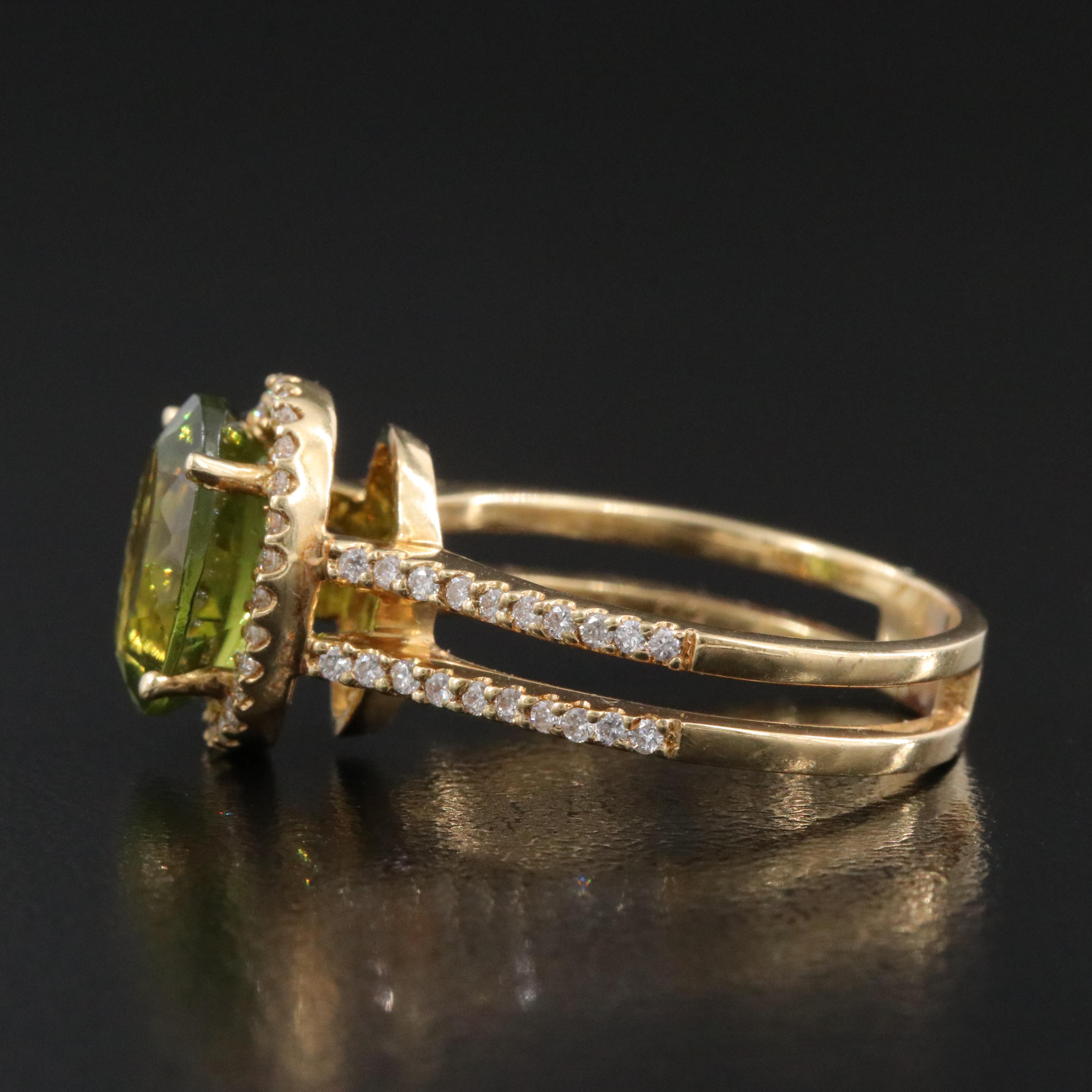 18K Peridot and Diamond Ring